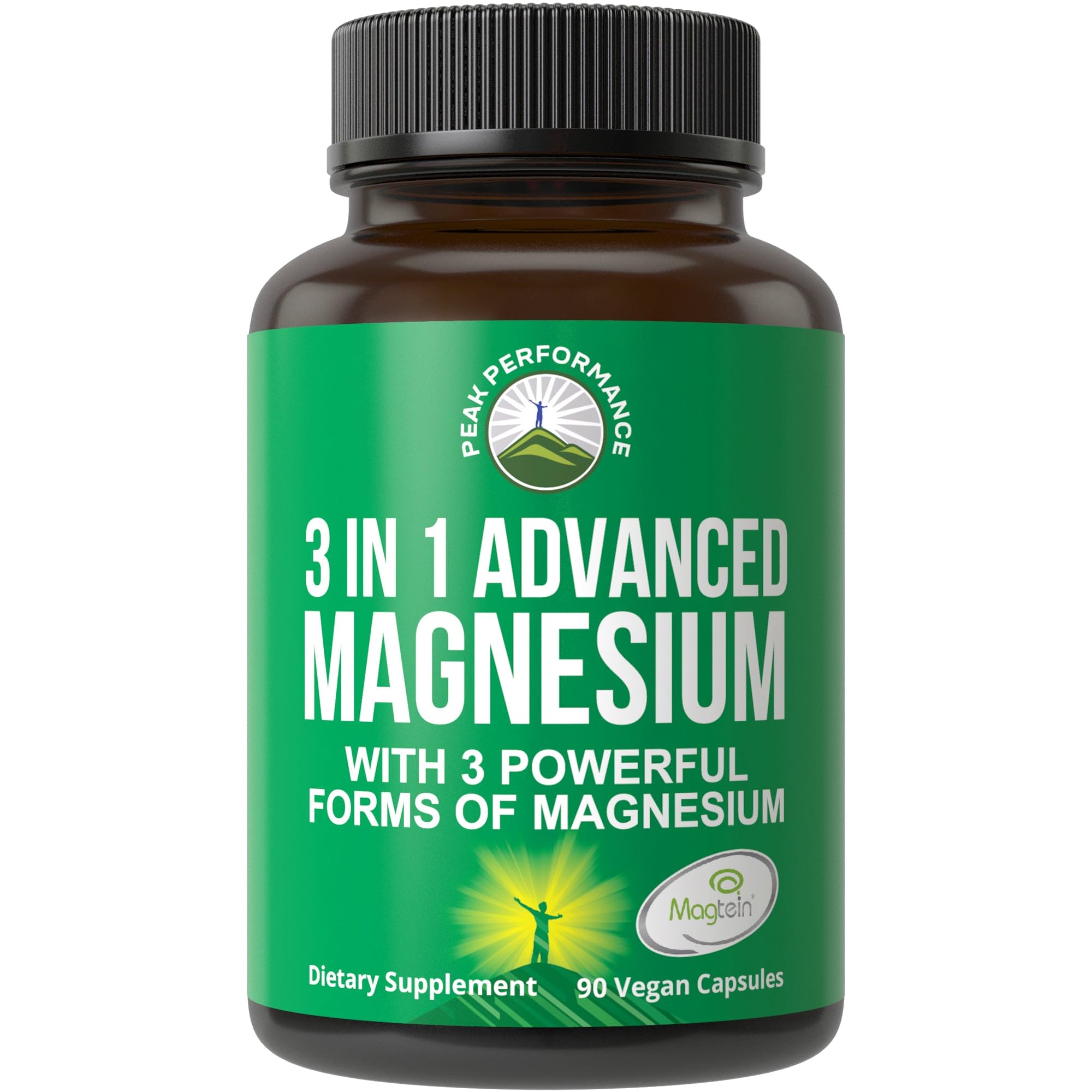 3 in 1 Advanced Magnesium Complex Vegan Capsules with Magnesium L-Threonate, Magnesium Glycinate, Magnesium Taurinate. High Absorption and Bioavailability. 3 Top Magnesiums in One Supplement 90 Pills