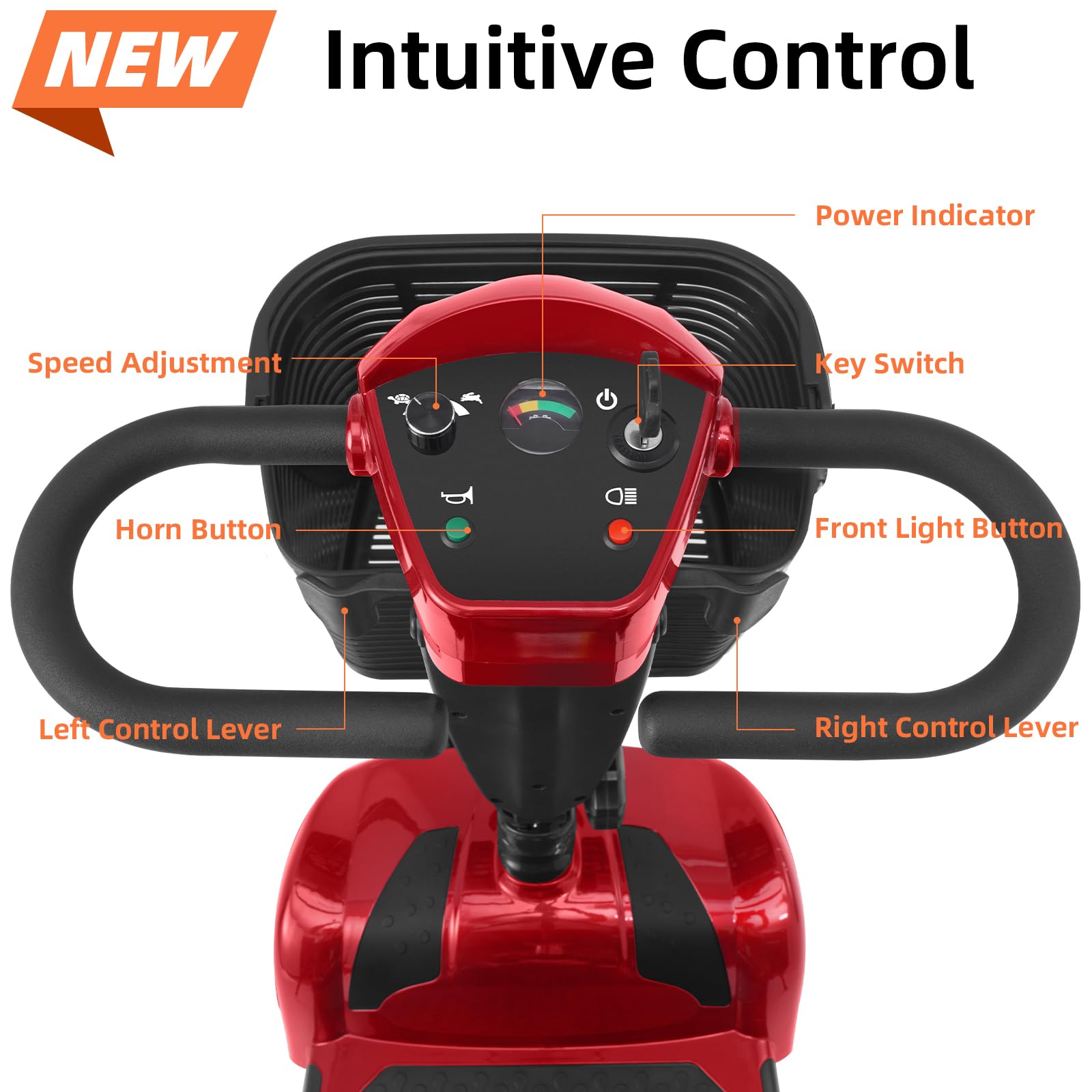 20 Miles 4 Wheels Mobility Scooter for Seniors/Adults Up to 300LBS,350W Electric Wheelchair Detachable Lithium Battery,Dual Baskets,Rotating Seat,with Taillight, USB Charging, Red 18AH