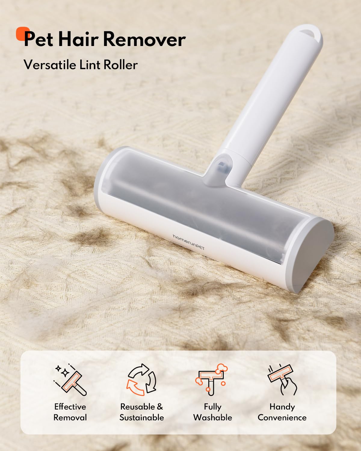 Reusable Pet Hair and Lint Remover – Portable Fur Roller for Cats and Dogs - Multi-Surface Tool for Clothes, Couches, Furniture & Bedding Washable Two-Way Roll Effortlessly Remove Hair, Fur, and Lint