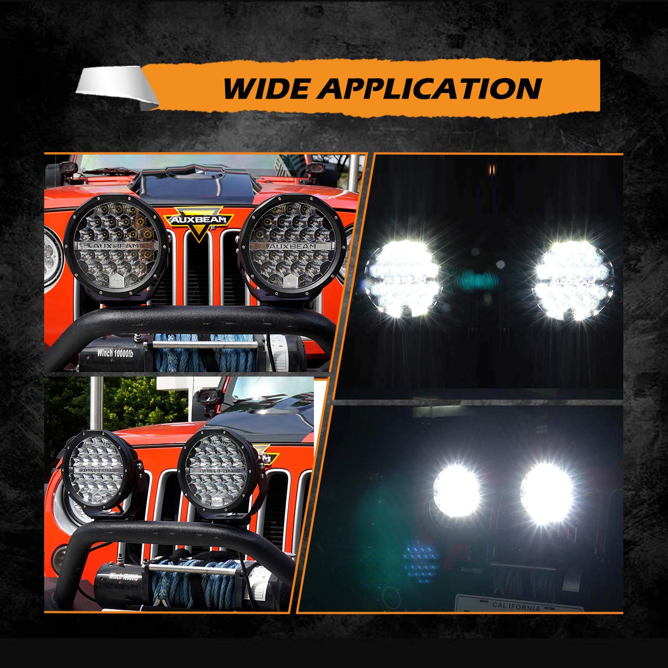 Auxbeam Round LED Offroad Lights, 7 Inch 240W Spot Driving Light Pods with DRL 24000LM Super Bright Off Road Ditch Work Light Bar with DT Wiring Harness for Wrangler Ford Chevy Truck SUV
