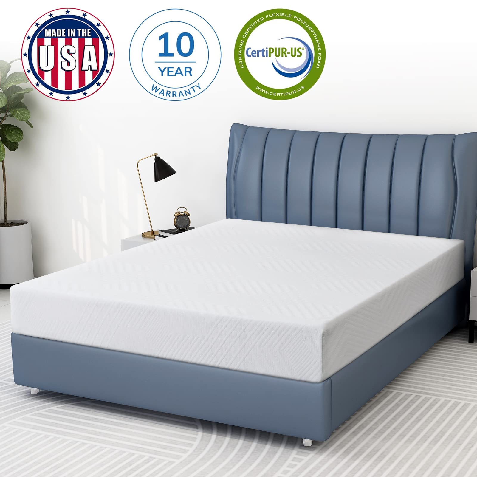 LIFERECORD 8 inch Twin Mattress in a Box, Gel Memory Foam Mattresses Made in USA for Twin Bed, Medium Firm, White