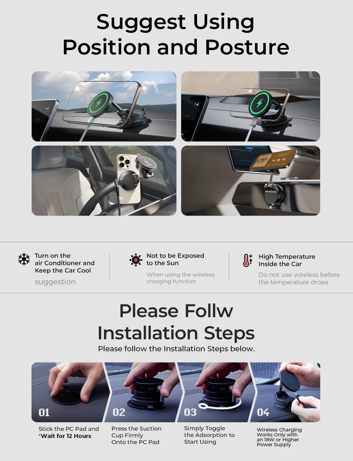 LISEN 15W Magsafe Car Mount Charger，[Lever Lock] Suction Cup Phone Mount,360° Vacuum Magnetic Car Phone Holder Charger Wireless for iPhone 17 Pro Max Air 16-12,Pixel 10,Samsung with MagSafe Case