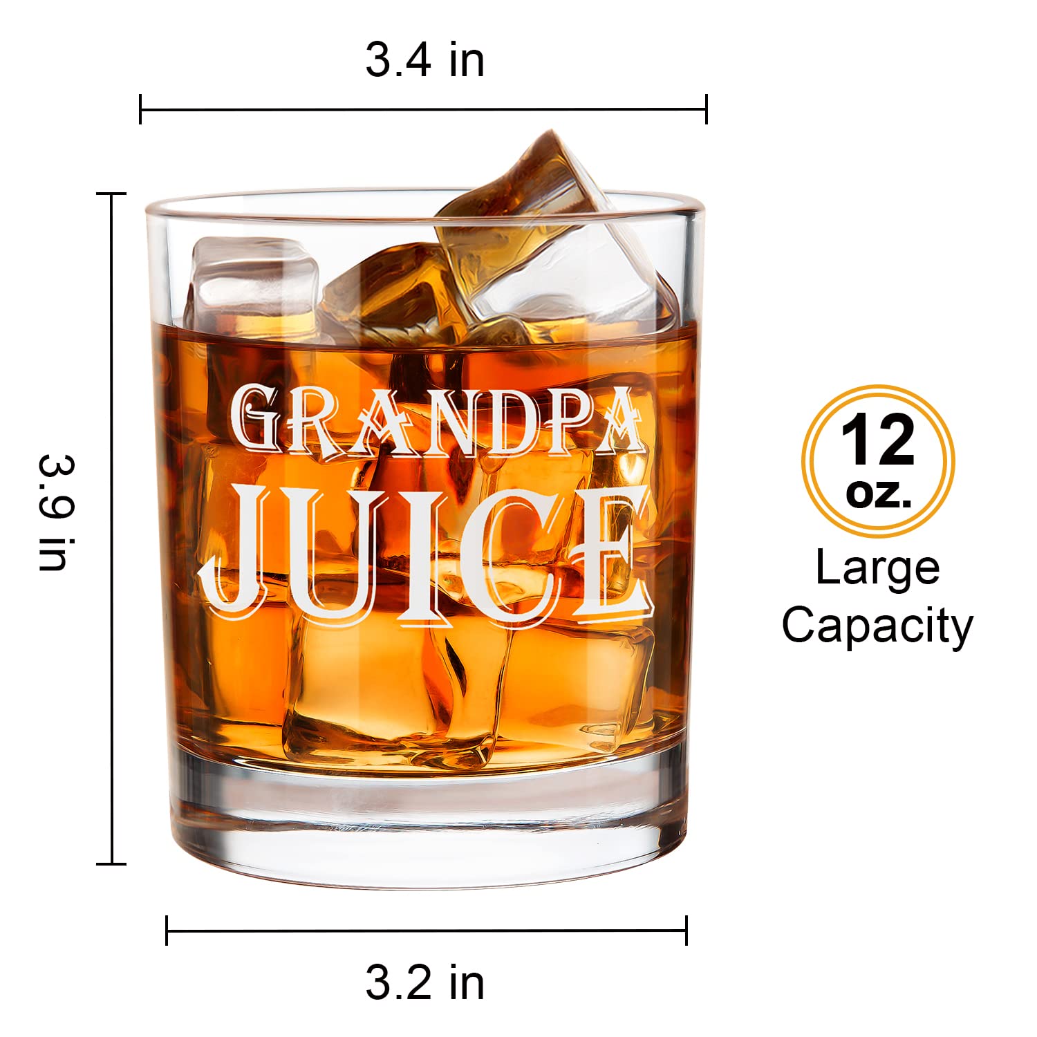 LIGHTEN LIFE Grandpa Juice Whiskey Glass 12 oz,Unique Grandpa Gifts in Valued Wooden Box,Funny Grandpa Gifts Ideas for New Grandpa,Birthday from Grandson,Granddaughter