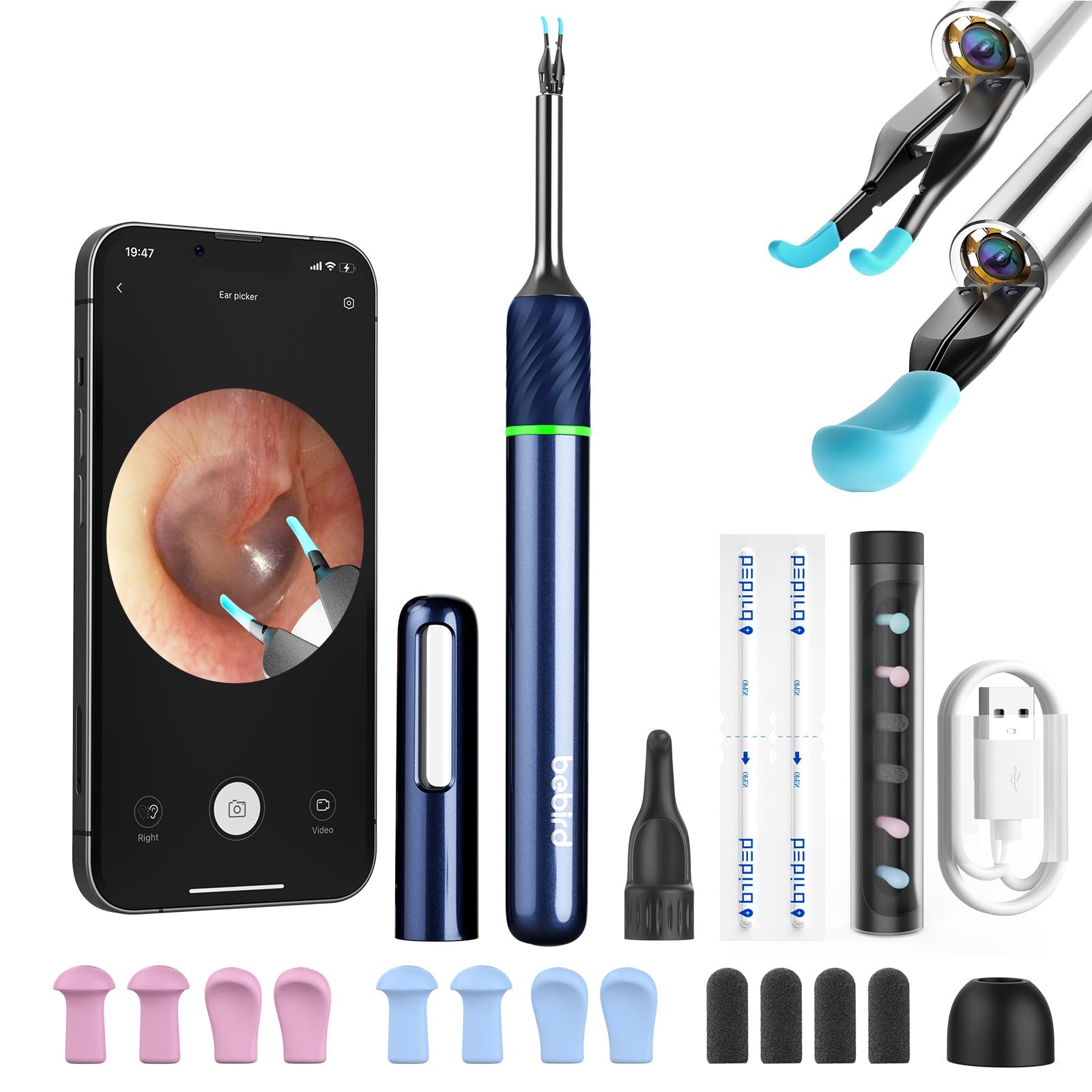 Ear Camera Wax Removal, Bebird Note 5 Ear Wax Removal Tool Camera Ear Tweezers with Camera, 10 Megapixels Ear Otoscope Camera, 12 Ear Spoon, Ear Cleaner with Camera for Ear Cleaning