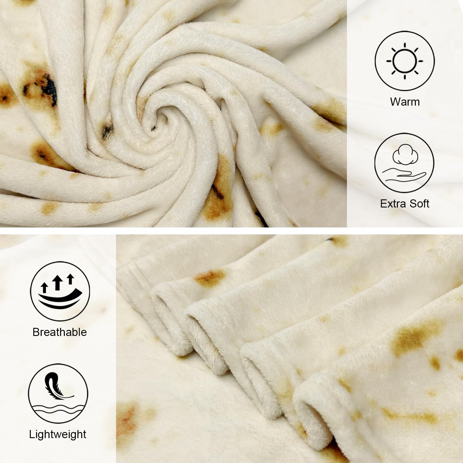 moonysweet Tortilla Blanket for Adult and Kids Double Sided Novelty Food Blanket 60 inches Adult Size Funny Realistic Throw Blanket 2.1 Fuzzy Fleece Blanket Flannel Teens Boys and Girls