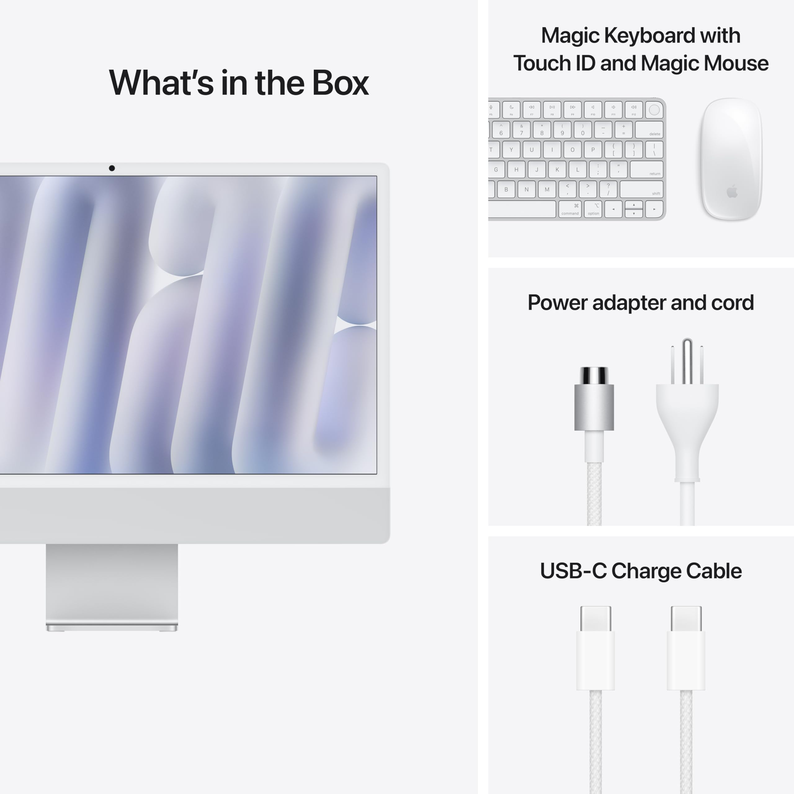 Apple 2024 iMac All-in-One Desktop Computer with M4 chip with 10-core CPU and 10-core GPU: Built for Apple Intelligence, 24-inch Retina Display, 16GB Unified Memory, 256GB SSD Storage; Silver