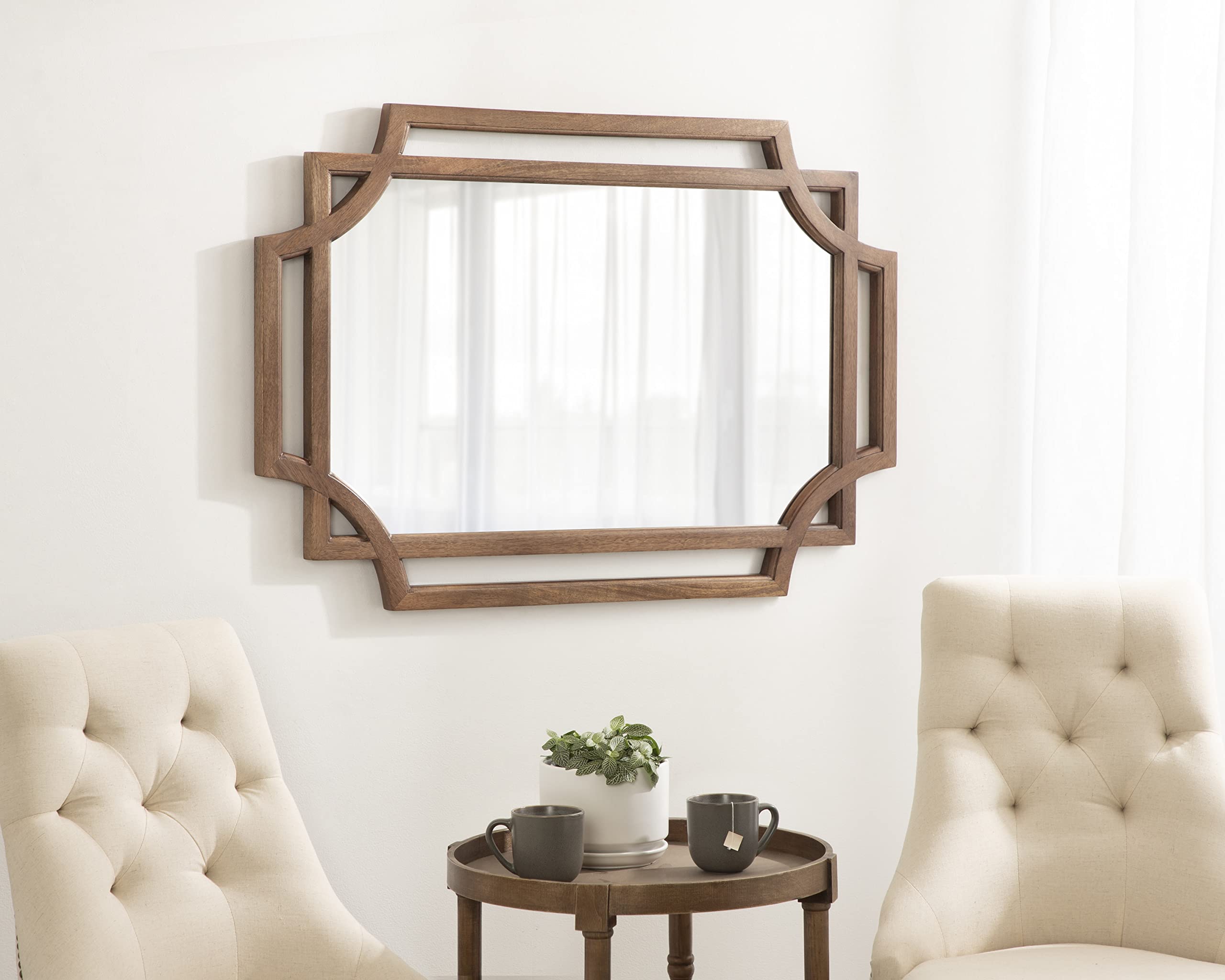 Kate and Laurel Minuette Modern Wall Mirror, 40 x 27, Natural Wood, Modern Farmhouse Home Decor for Wall