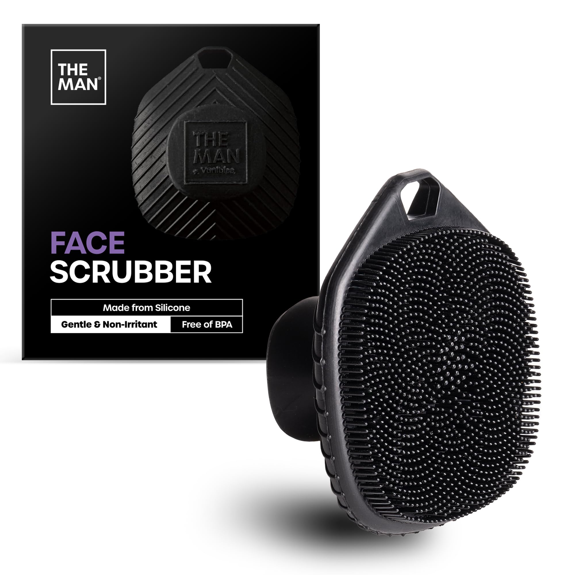 The Man Face Scrubber - Silicone Face Scrubber for Men, Gentle Exfoliating Face Massager, Flex Face Brush for Men, Removes Dead & Dry Skin, Face & Skin Care Scrub, Shower Facial Cleansing Brush