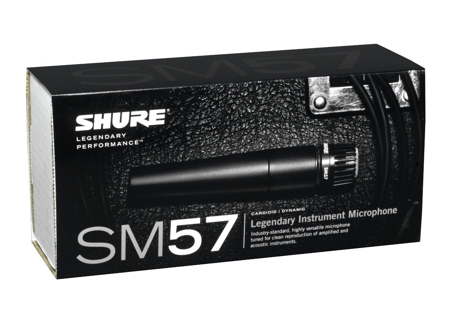 Shure SM57-LC Instrument/Vocal Cardioid Dynamic Microphone Bundle with Mic Boom Stand, XLR Cable, Mic Clip, and Bag