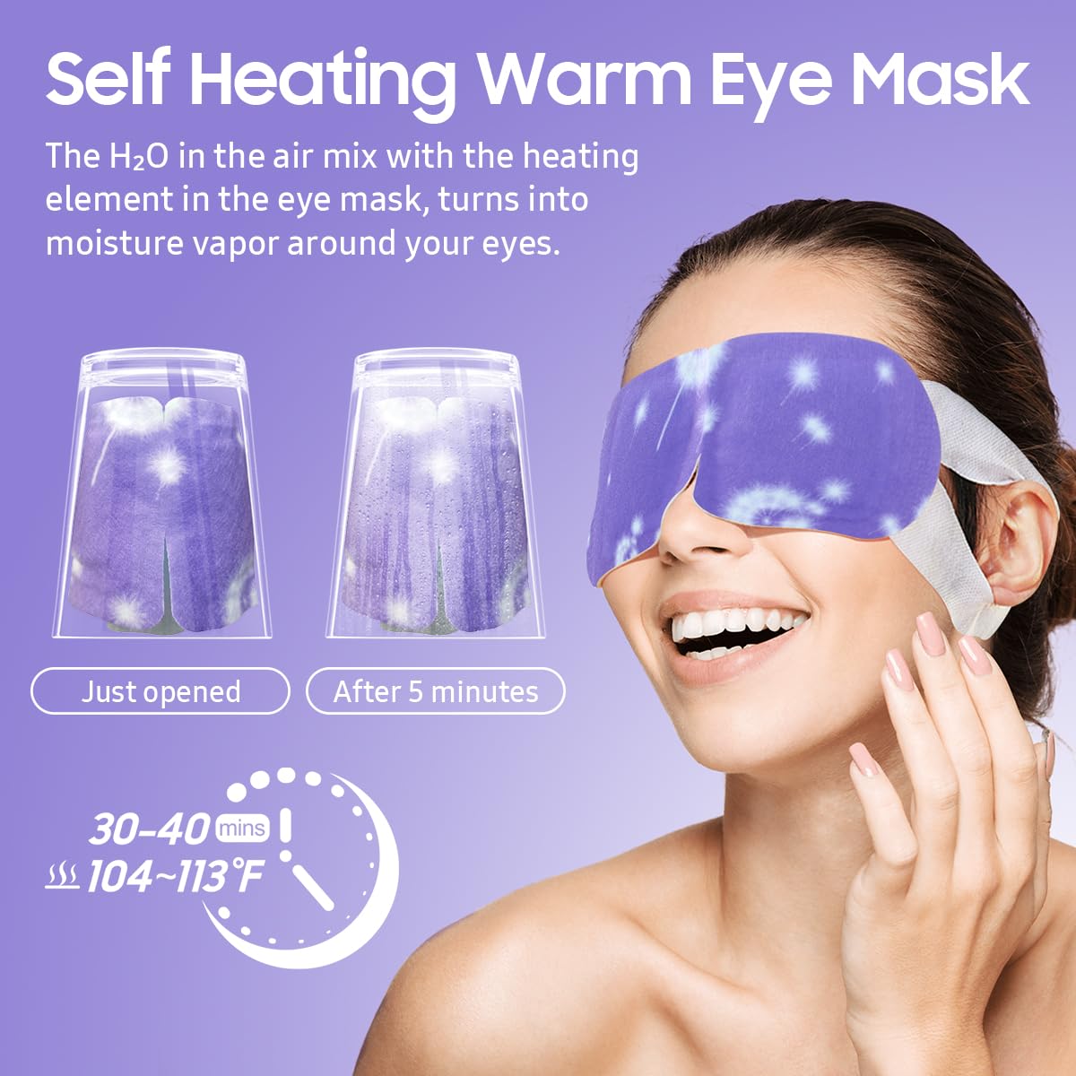 BeHoomi Steam Eye Mask, 10 Packs Heated Eye Mask, Self Heating Disposable SPA Warm Compress for Eyes Sleep Mask, Travel Essentials & Relaxation Gifts, Stocking Stuffers (Lavender Scent)