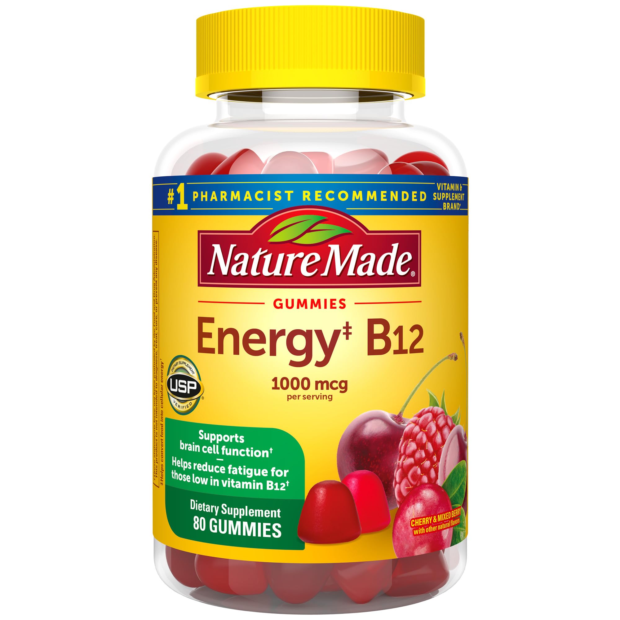 Nature Made Energy B12 1000 mcg, Dietary Supplement for Energy Metabolism Support, 80 Gummies, 40 Day Supply