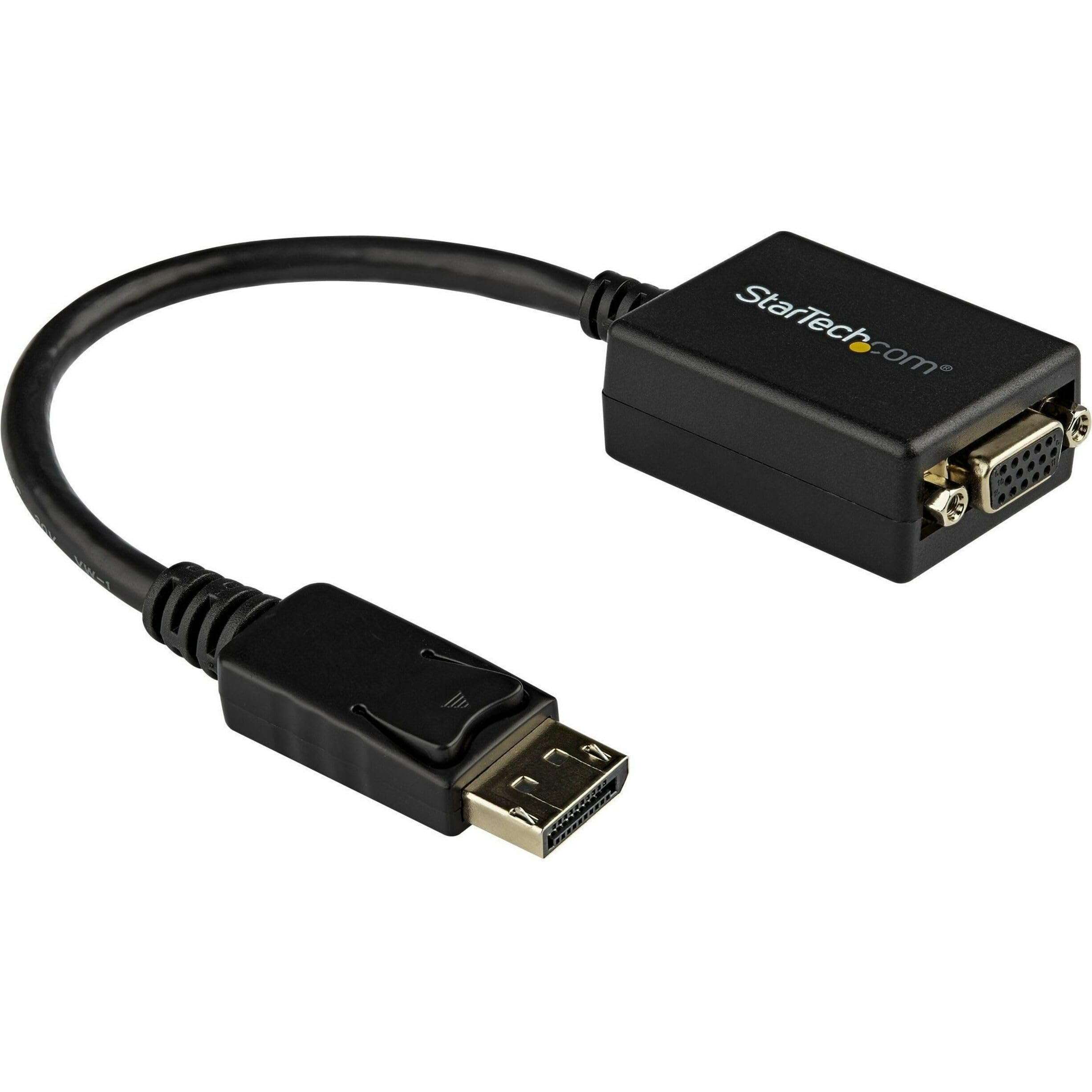 StarTech.com DisplayPort to VGA Adapter - Active DP to VGA Converter - 1080p Video - DisplayPort Certified - DP/DP++ Source to VGA Monitor Cable Adapter Dongle - Latching DP Connector (DP2VGA2)