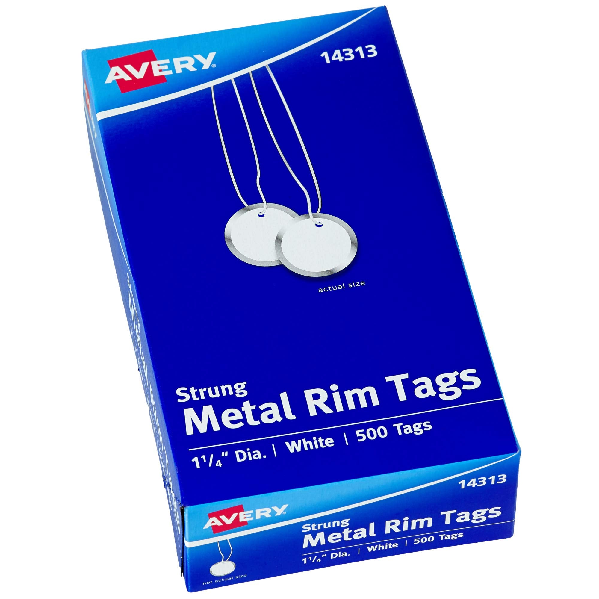 Avery Metal Rim Key Tags, 1.25" Diameter Tag, Includes Strings, White, 500 Tags (14313)