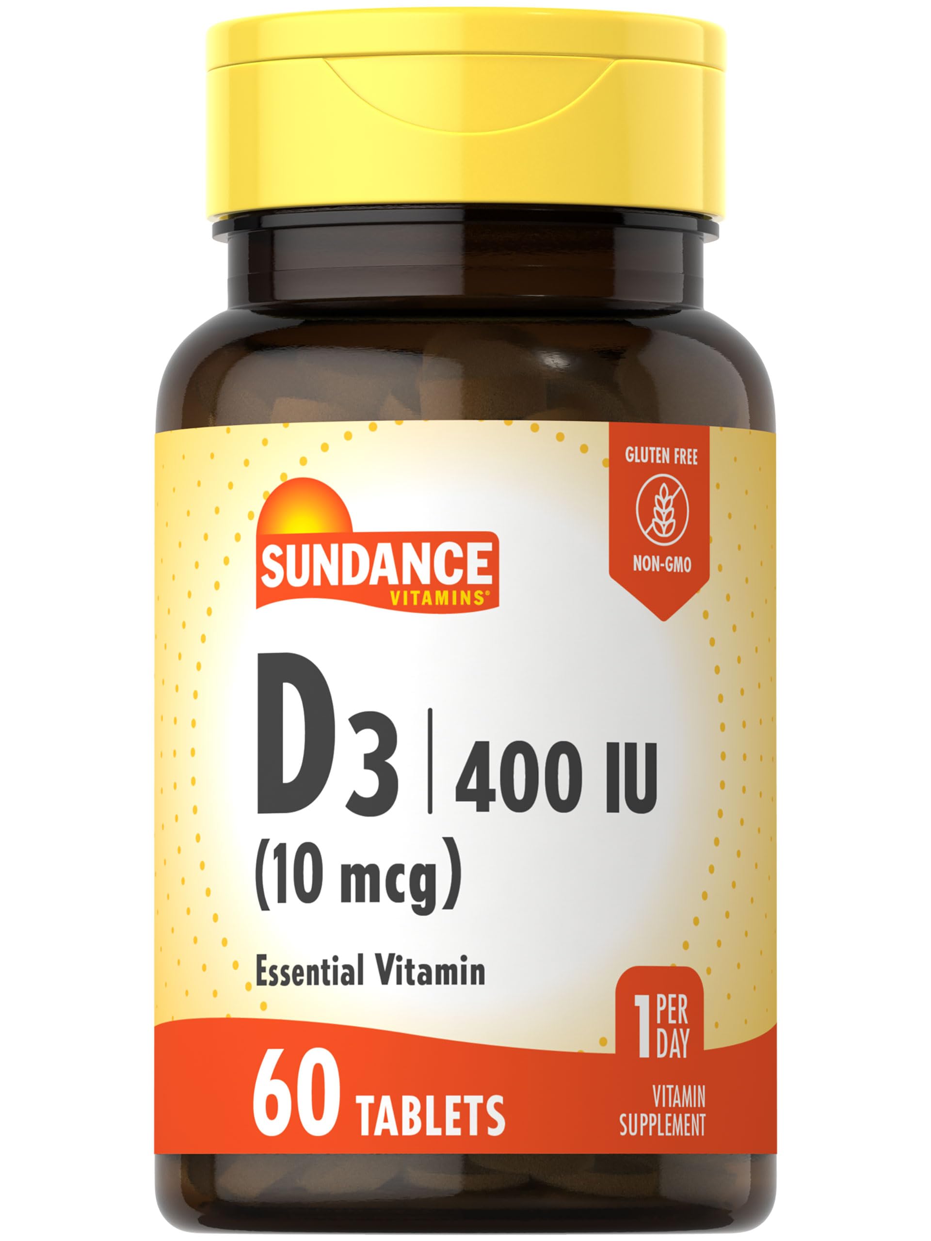 Sundance Vitamin D3 400 IU (10 mcg) | 60 Vegetarian Tablets | Essential Vitamin Supplement | Vegetarian, Non-GMO, and Gluten Free Formula