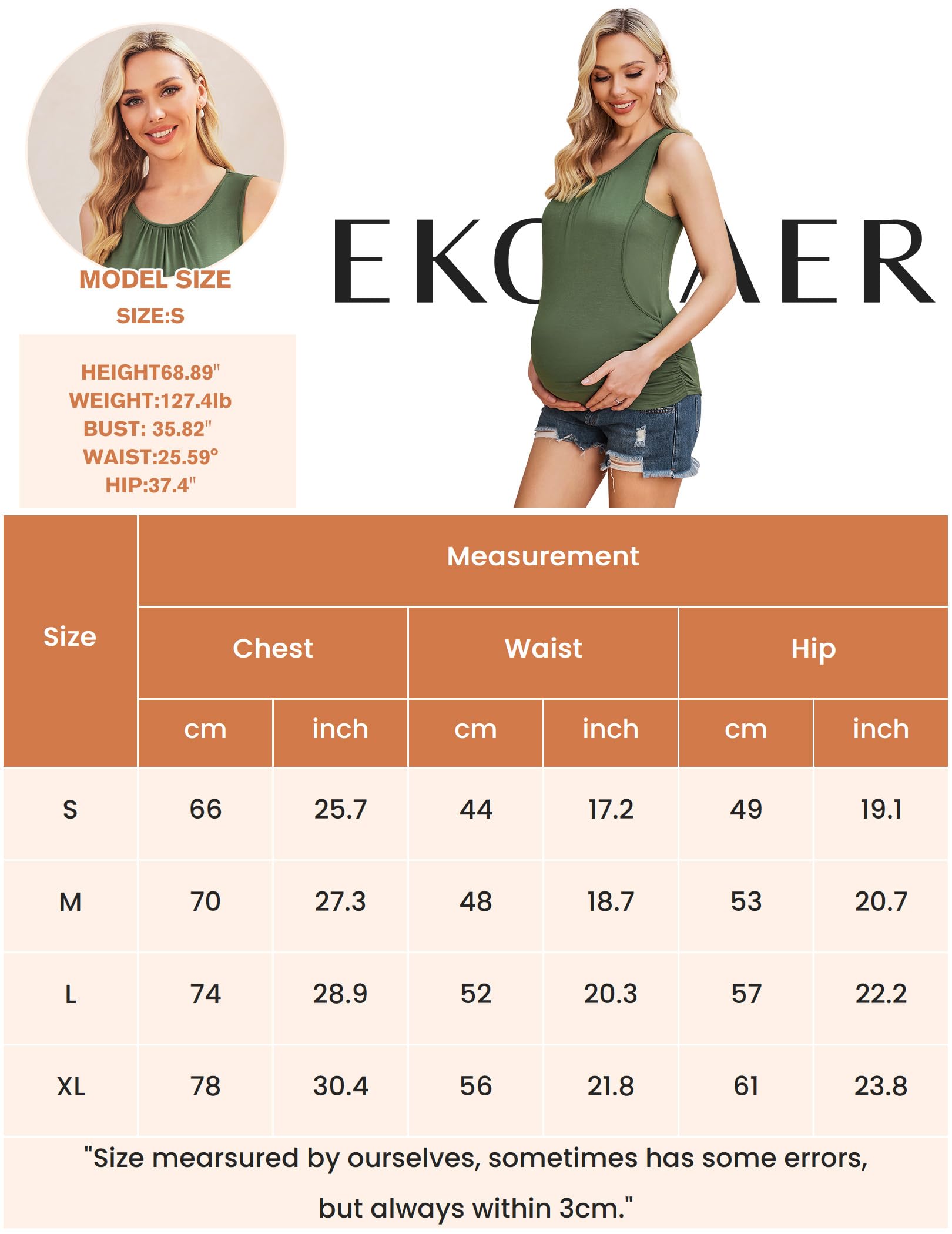 Ekouaer Women Nursing Tank Tops for Breastfeeding 3 Pack Maternity Shirts