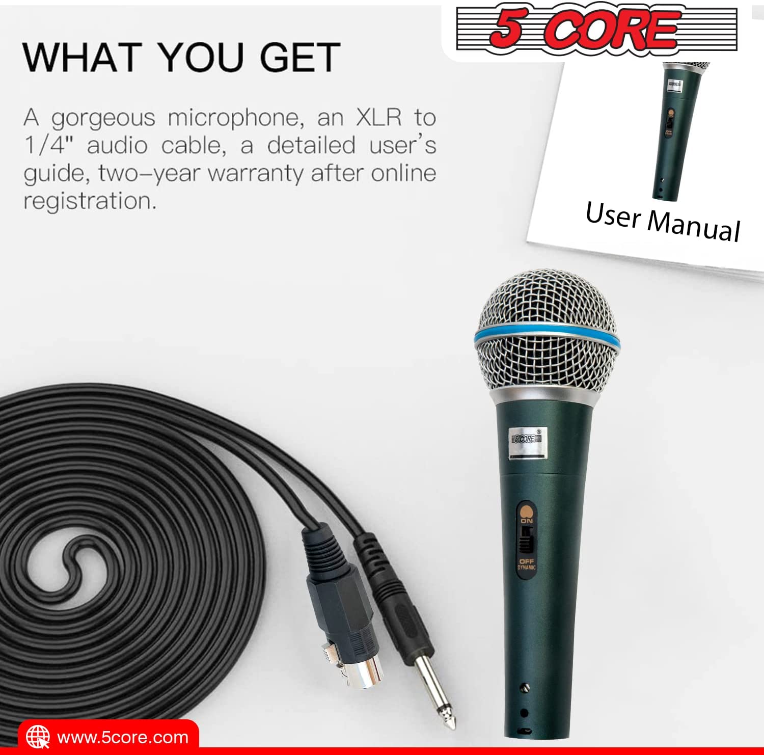 5 CORE Premium Vocal Dynamic Cardioid Handheld Microphone