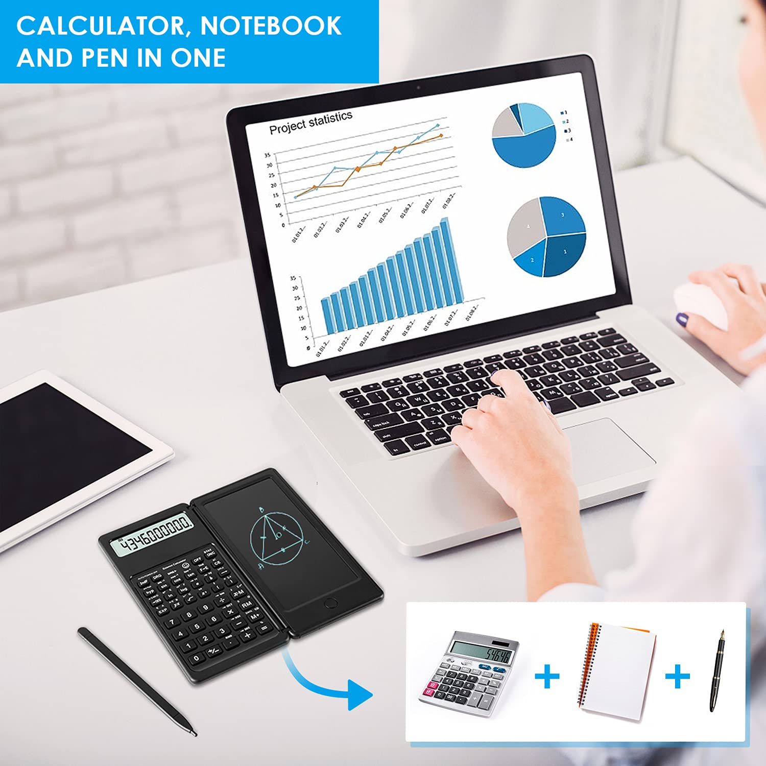 IPepul Scientific Calculators for Students, 10-Digit Large Screen, Math Calculator with Notepad, Classroom Must Haves for Middle High School Supplies & College (Black)