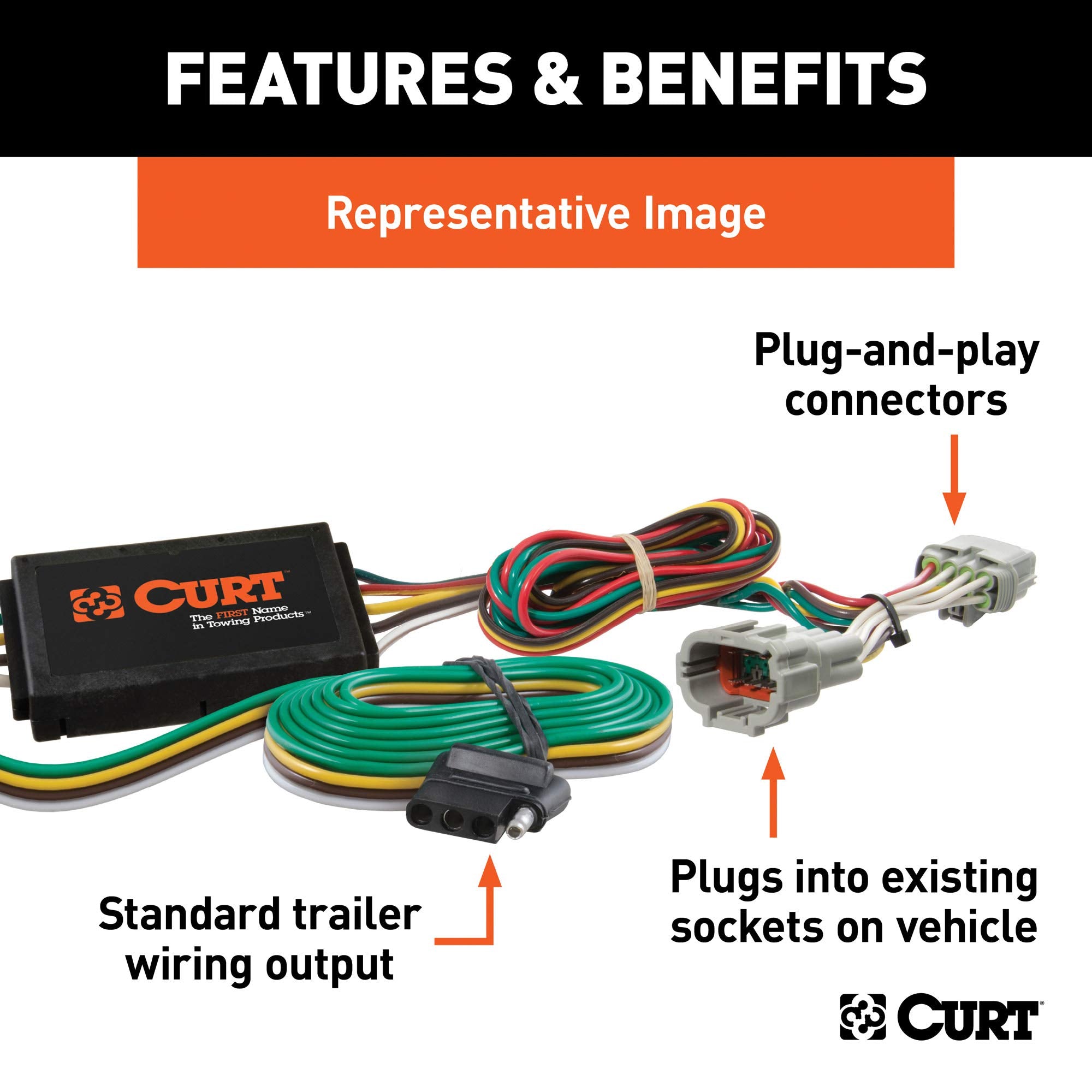 CURT 56212 Vehicle-Side Custom 4-Pin Trailer Wiring Harness, Fits Select Subaru Impreza, BRZ, Scion FR-S , Black