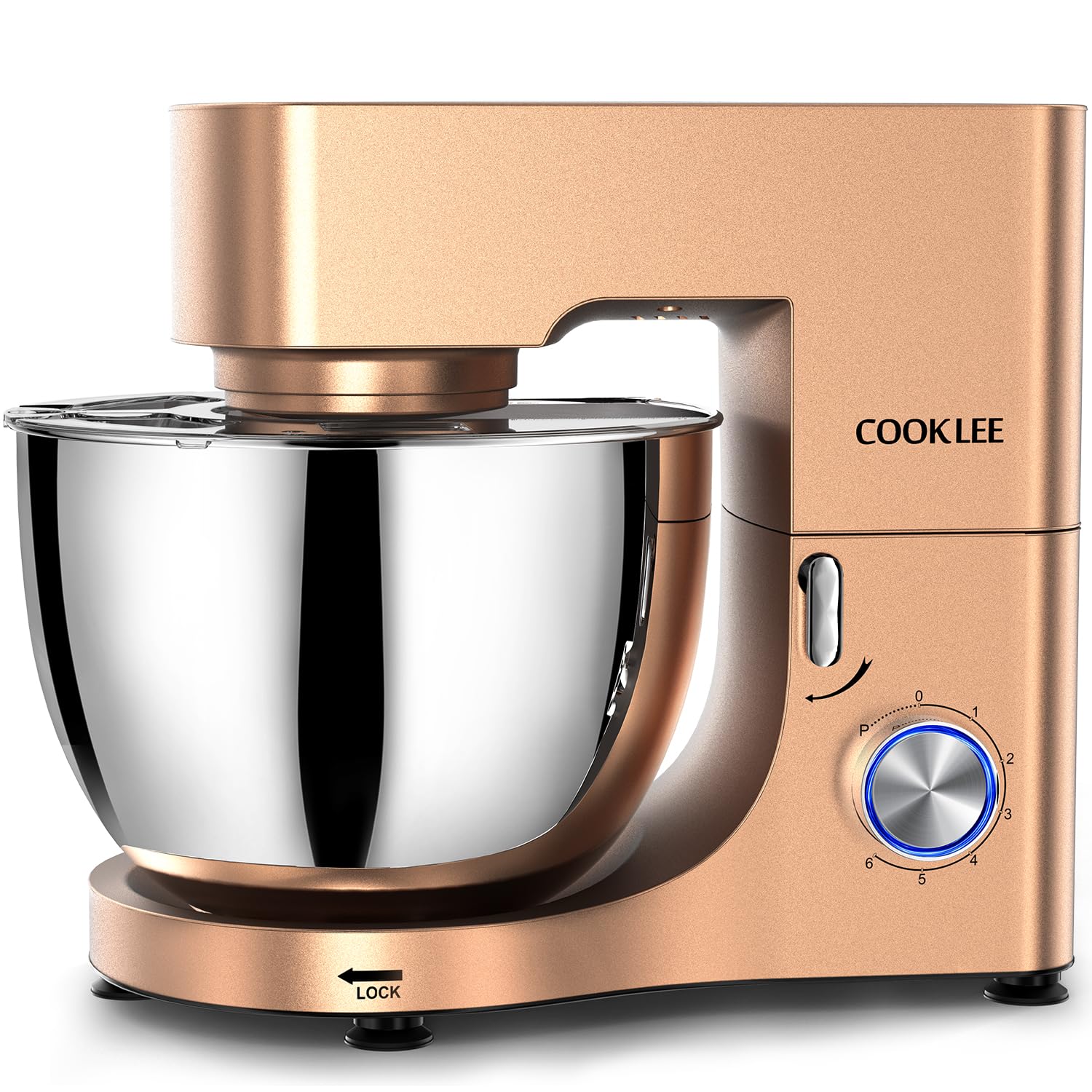 COOKLEE Stand Mixer, 9.5 Qt. 660W Electric Kitchen Mixer with Dishwasher-Safe Dough Hooks, Flat Beaters, Wire Whip & Pouring Shield Attachments for Most Home Cooks, Champagne