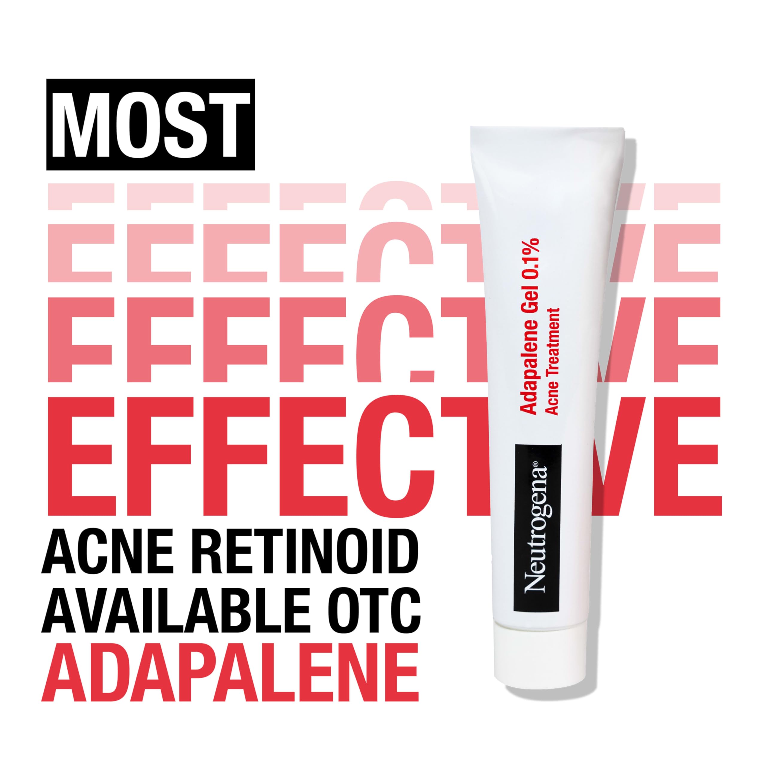 Neutrogena Adapalene Gel Acne Treatment, 0.1% Adapalene Acne Medication for Pimples & Blemishes, Once Daily Topical Retinoid Gel to Help Fight Breakouts, Oil- & Fragrance-Free, 1.6 oz