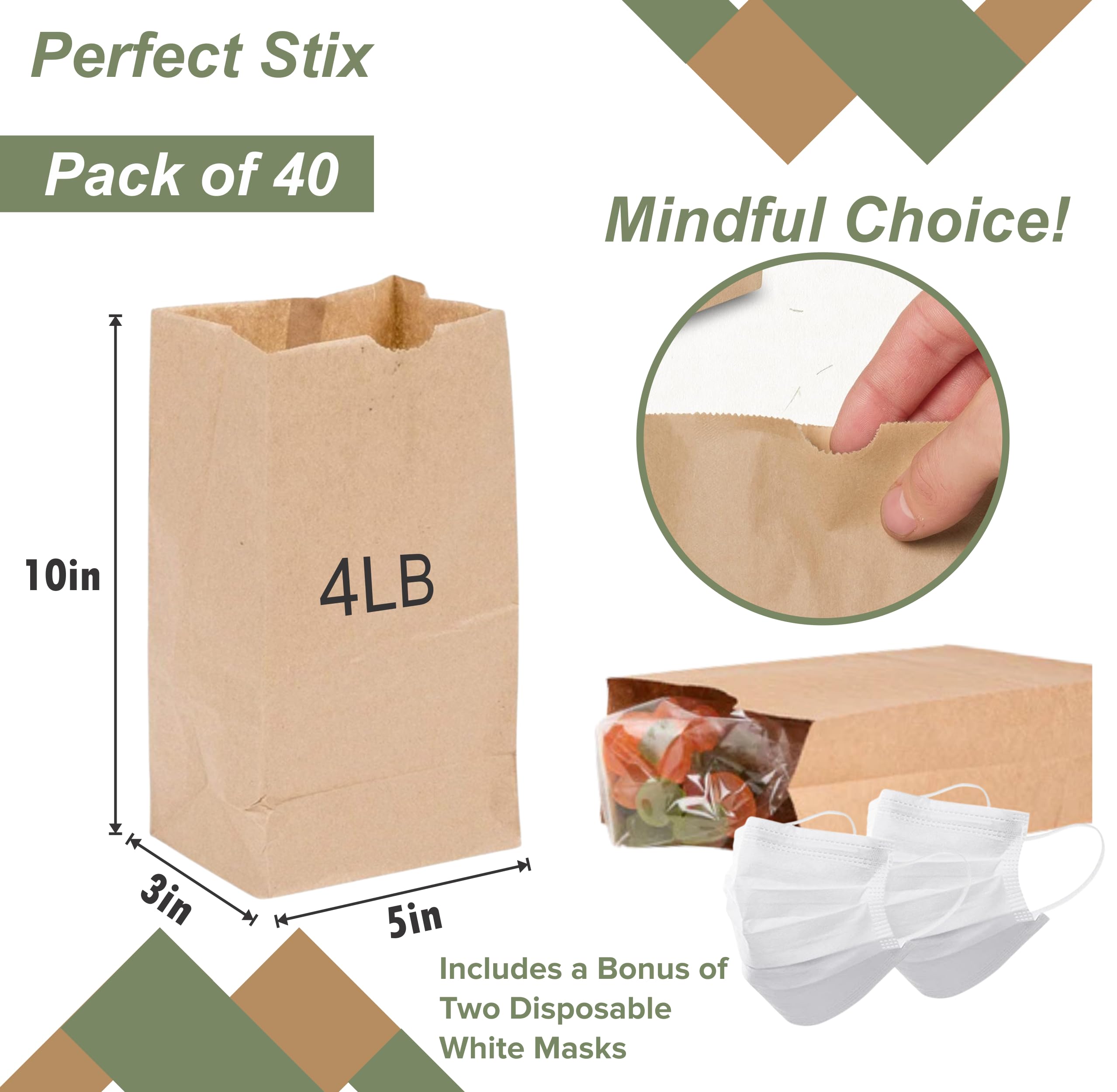 Perfect Stix - Perfect Stix Brown Bag 4lb 40- 2mwhite 4 lb Brown Bag- Pack of 40 Bags