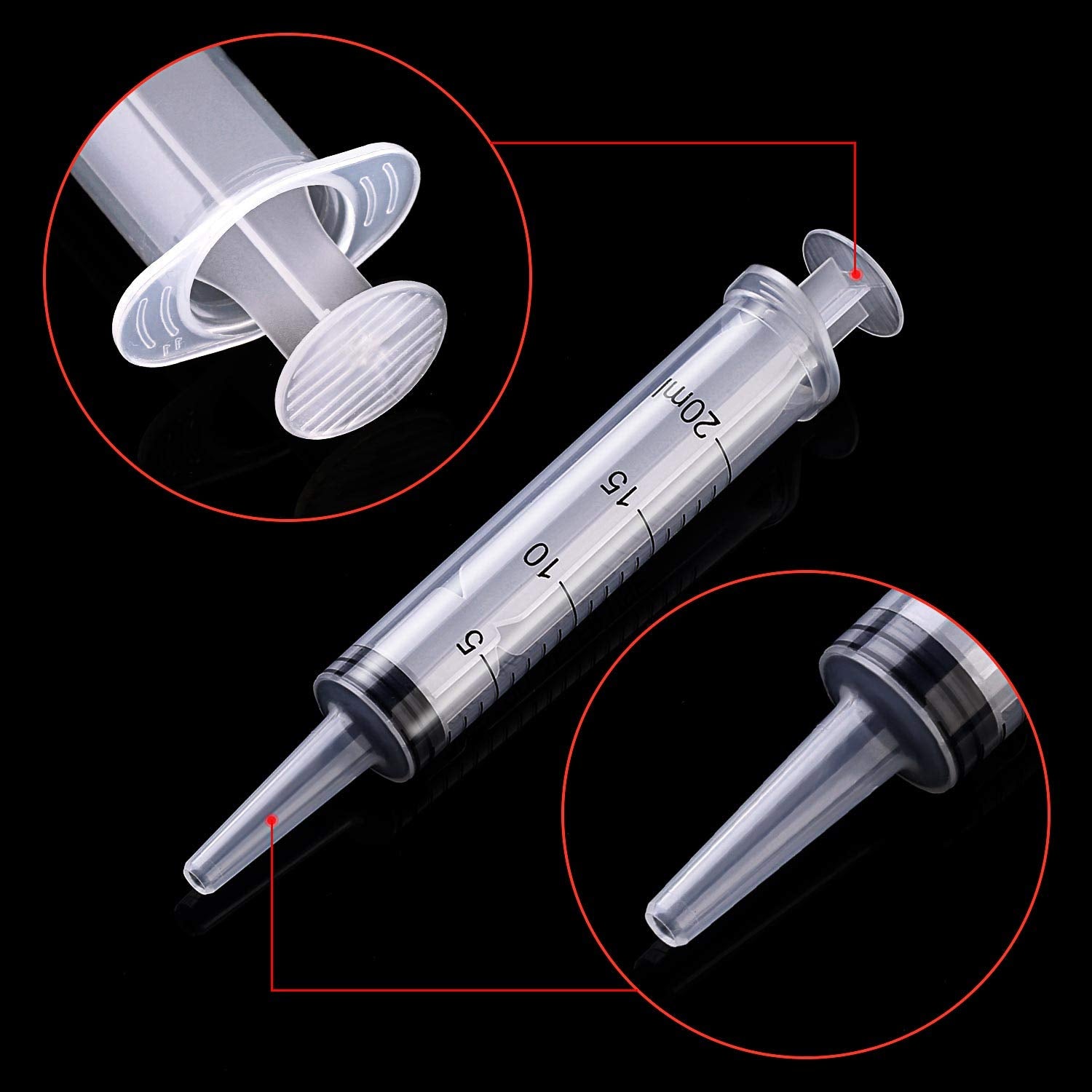 Frienda Large Plastic Syringe 4 Pack Measuring Syringe Tools Dispensing Multiple Uses(20 ml)