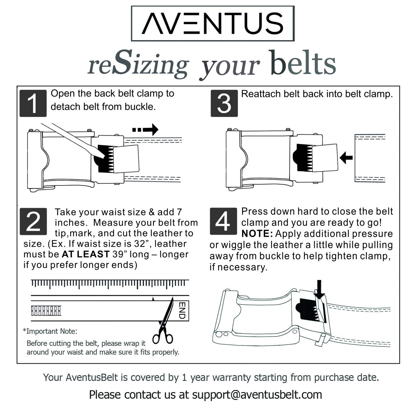 Men's Leather Ratchet Click Belt - Classico Brushed Silver Buckle with Charcoal Black Leather Belt (Trim to Fit: Up to 40'' Waist)