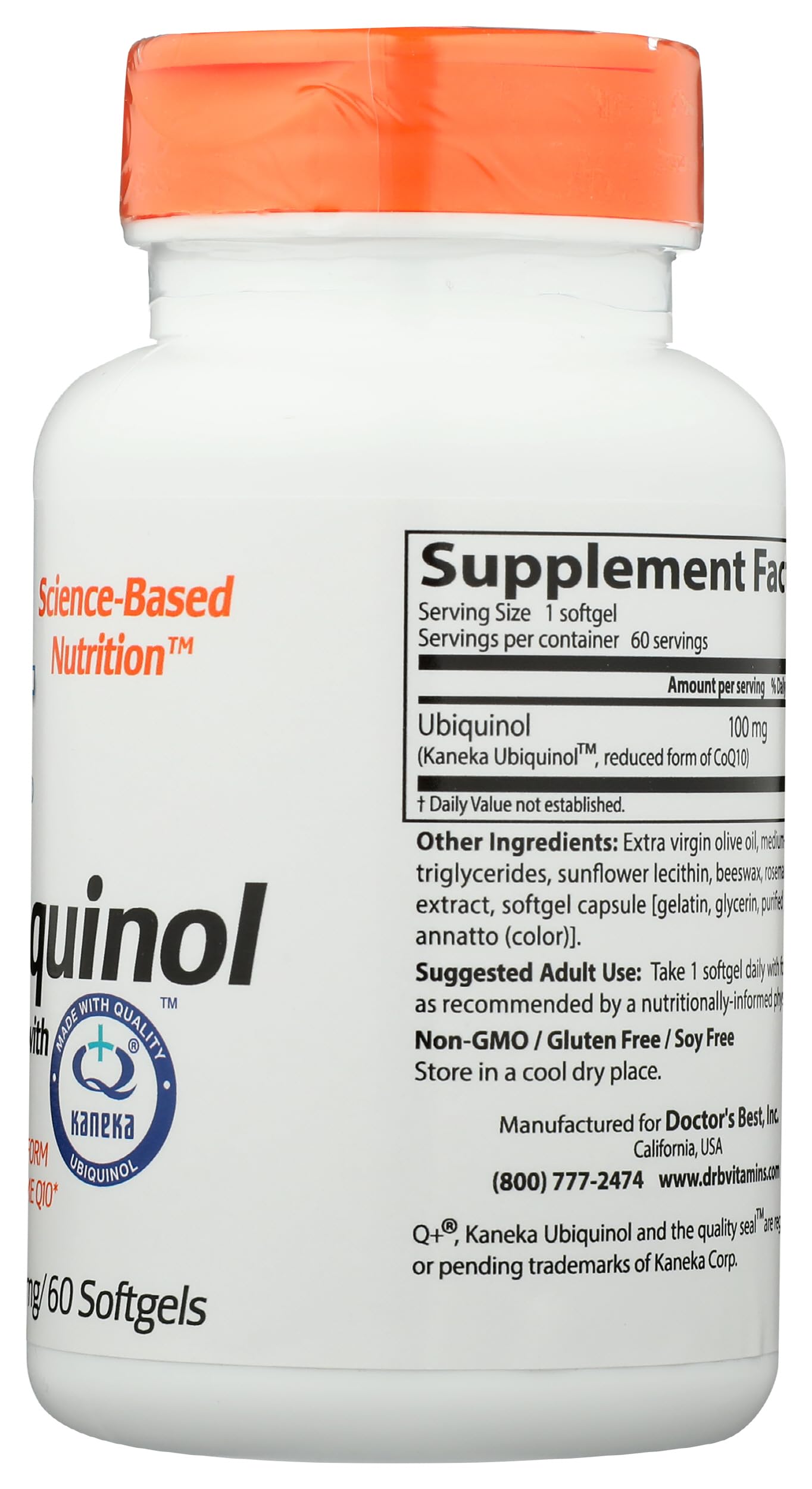 Doctors Best Ubiquinol, Reduced-Form Coenzyme Q10, Non-GMO, Gluten Free, Soy Free 60 Softgels
