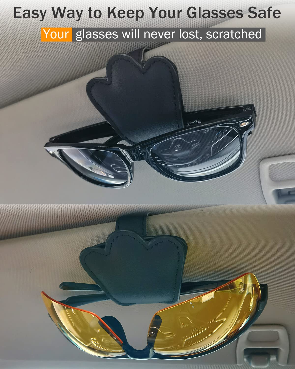 Aukmak 2Pcs Sunglasses Holder for Car Visor Sunglass Clip Magnetic Sun visor Eyeglass Holders Sunglasses Case Car Accessories Black