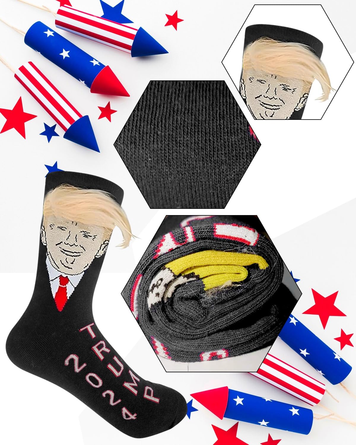 ZHYUAD Funny Trump Unisex Socks Novelty Trump 2024 Stylish Hair Socks Perfect Trump Merchandise Gift