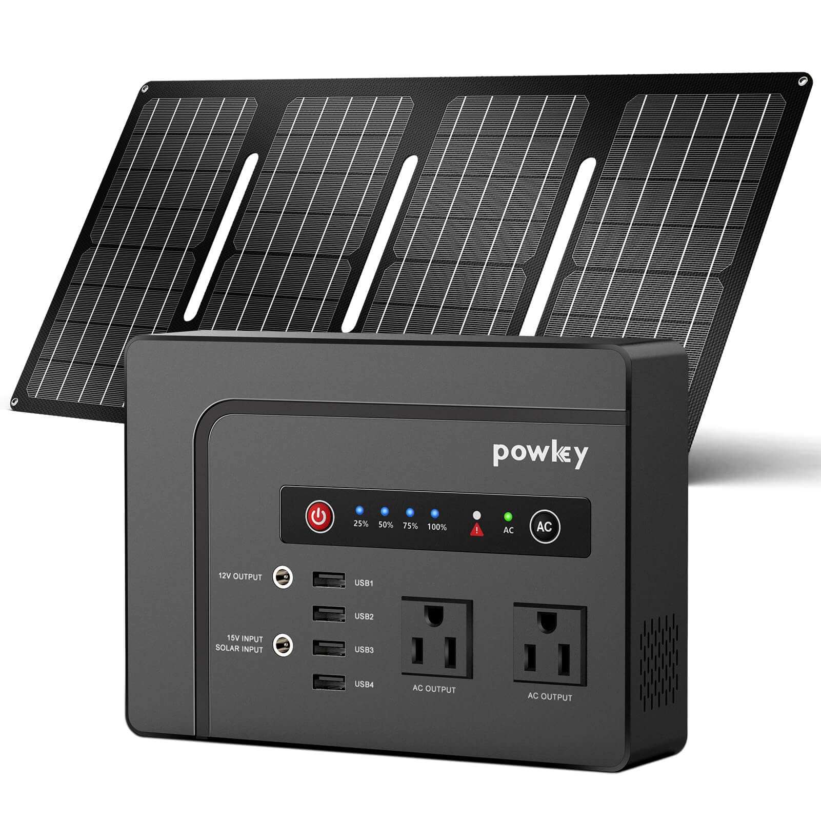 Powkey Solar Generator with Panel, 146Wh/200W Portable Power Station with Solar Panel 40W, 110V Pure Sine Wave DC/USB/AC Outlet Electric Generator Battery Backup for Outdoor Camping Emergency Home Use