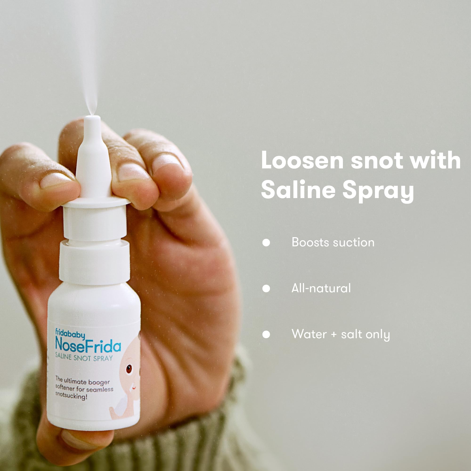 Frida Baby Nasal Aspirator, NoseFrida Baby Nose Sucker with 10 Extra Filters + All-Natural Saline Nasal Spray for Babies, 0.68 fl oz