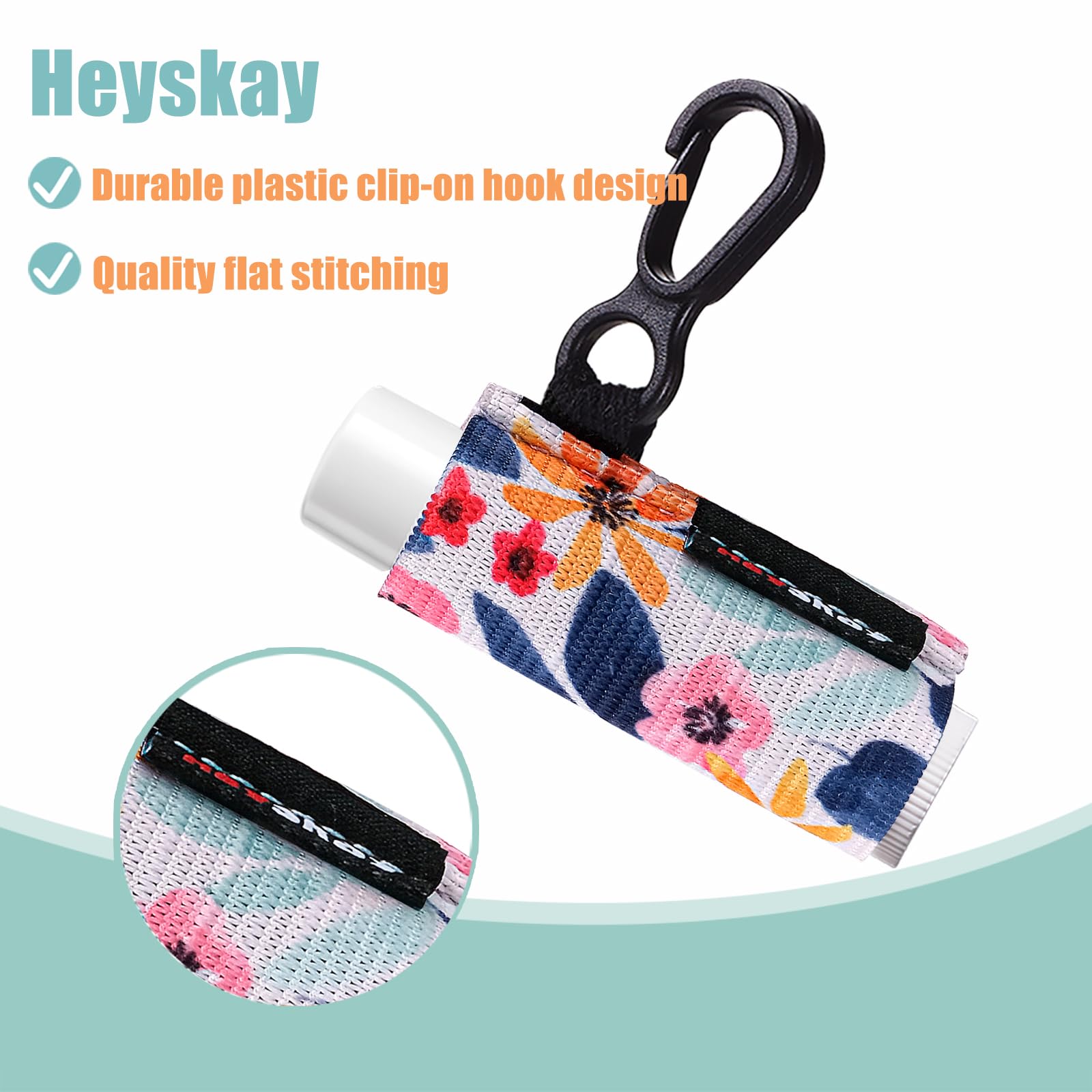 HEYSKAY 5PCS Lip Balm Holder Sleeves Keychain Compact Clip On Lipstick Holder Chapstick Holder Lip Gloss Holder Keychain Chapstick Elastic Sleeves