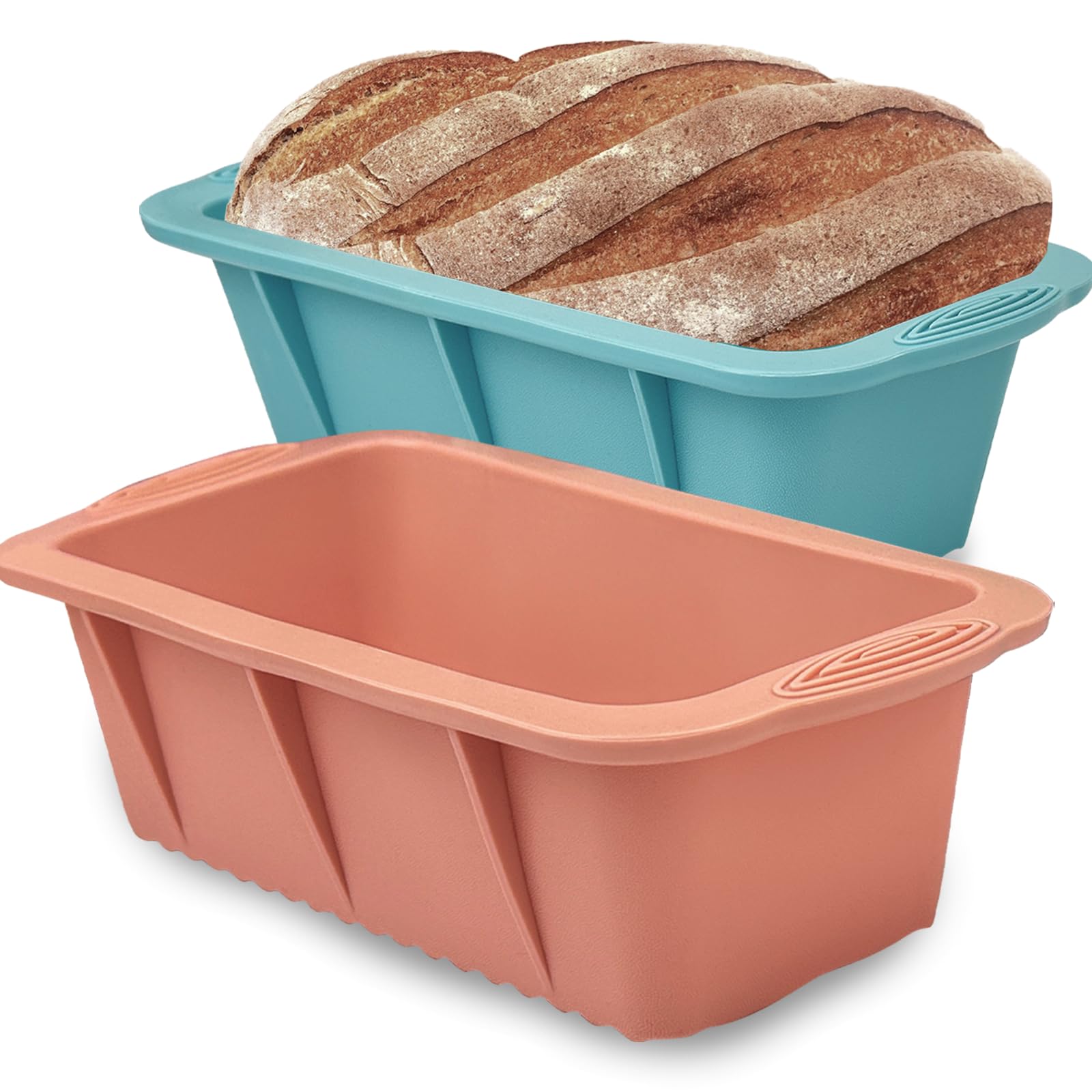 Koolstuffs Silicone Bread Loaf Pan, 2 PCS Rectangular Non-Stick Baking Mold Pans for Oven, Bread, Cake, Easy Release