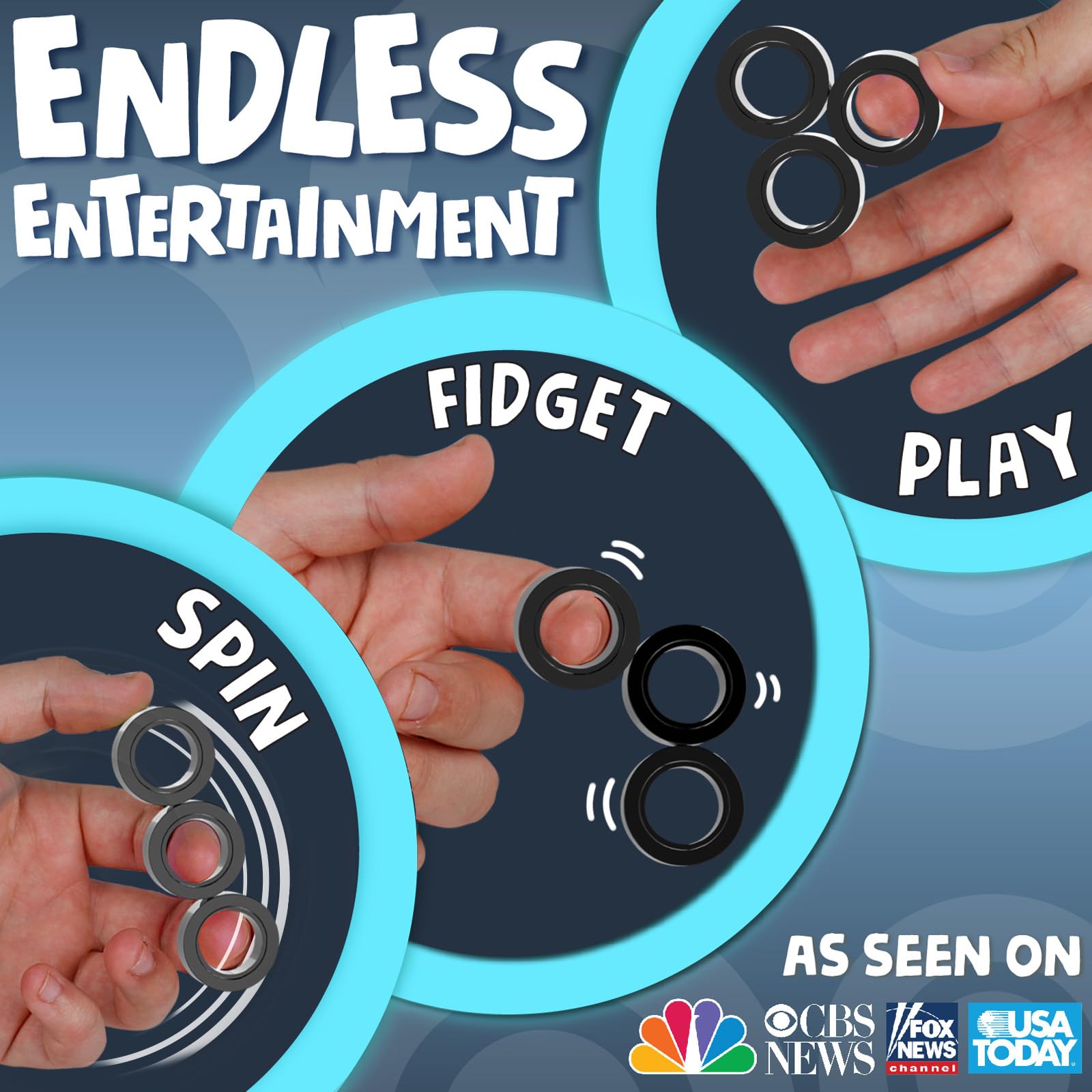 BunMo Fidget Bundle - Magnetic Rings & Infinity Cube - Stimulating & Engaging Fidget Toy - Addictive Fidget Toy for Boys & Girls - 10 Year Old Boy Gift Ideas - Fidget Cube for Adults - Travel Toys