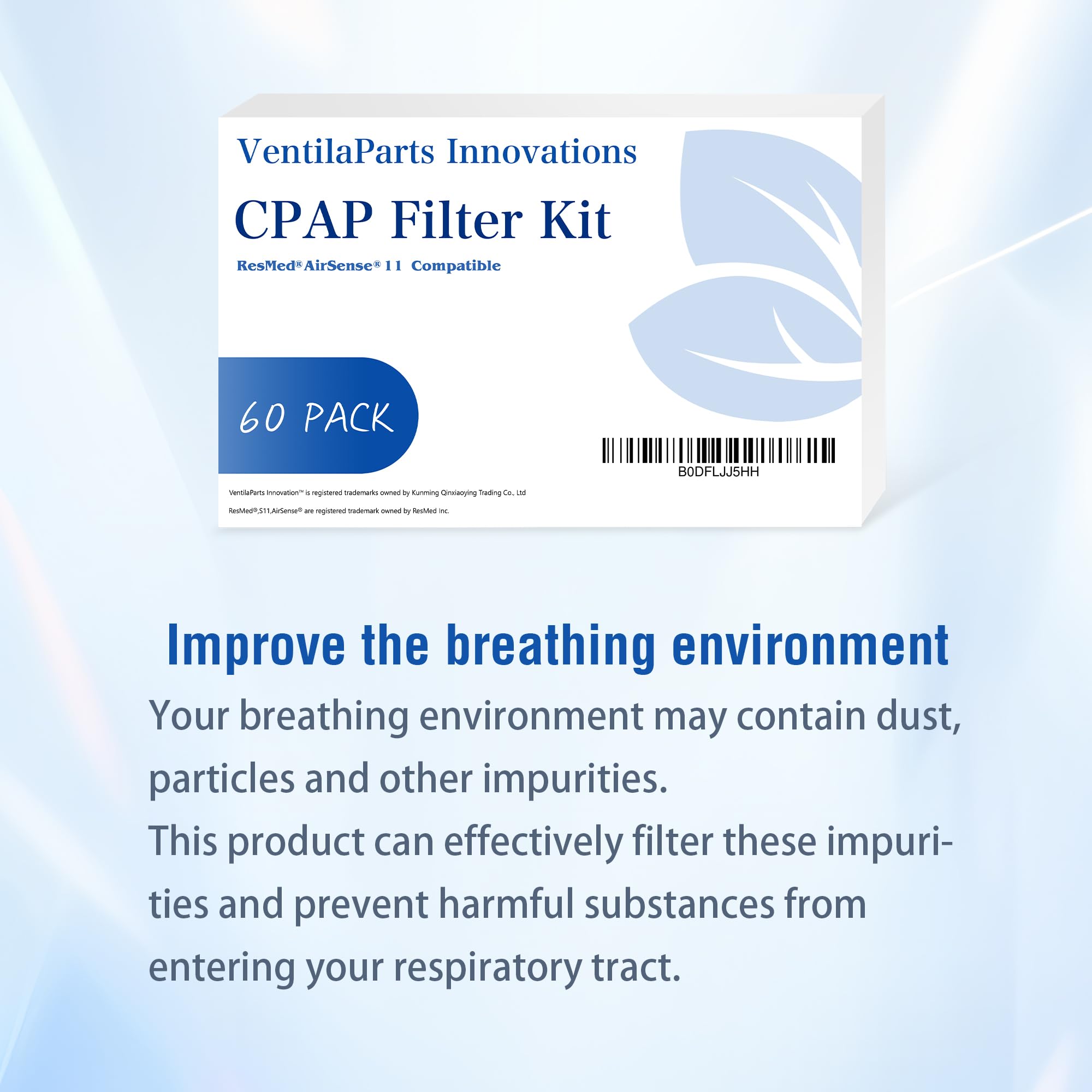 60 Pack - Ultra Fine CPAP Filters - Compatible with ResMed Airsense 11 Series