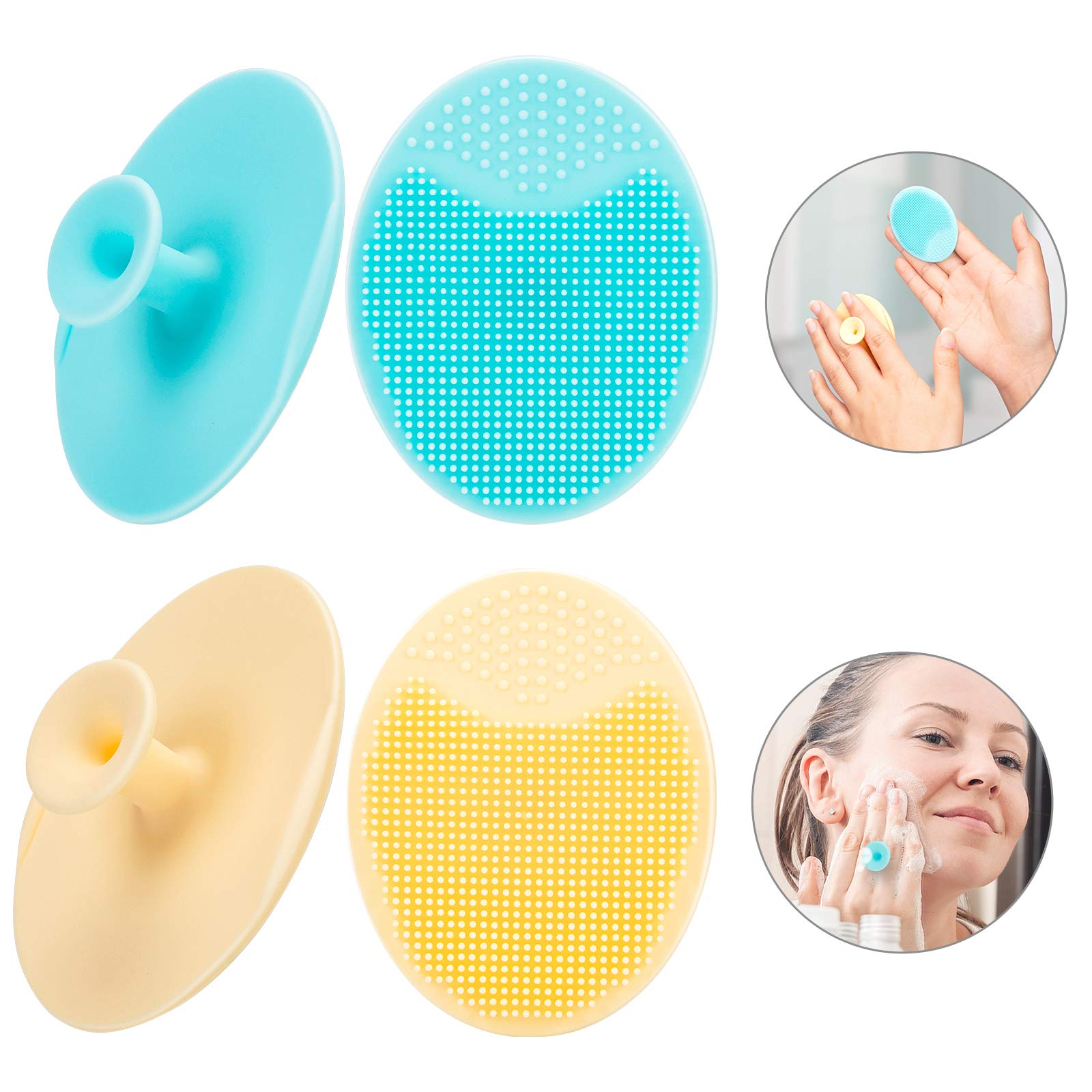 4 Pack Face Scrubber,JEXCULL Soft Silicone Facial Cleansing Brush Face Exfoliator Blackhead Acne Pore Pad Cradle Cap Face Wash Brush for Deep Cleaning Skin Care