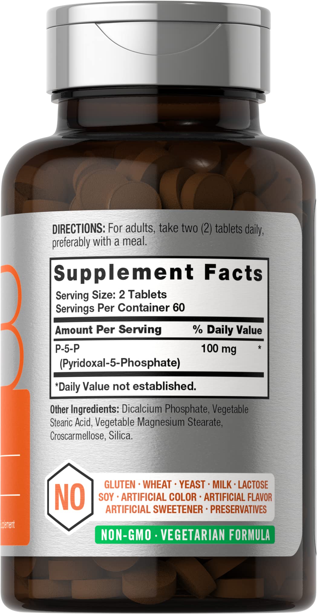 Horbäach P-5-P Activated Vitamin B6 100mg | 120 Tablets | Vegetarian Supplement, Non-GMO, Gluten Free | Pyridoxal 5 Phosphate | Coenzyme B6