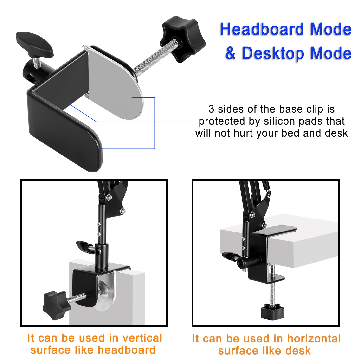 Phone Holder Stand Cell Phone stand for Bed Flexible Carbon Steel Arm Adjustable Cell Phone Mount stand for bed and desk Compatible with iPhone 14 Pro Max 13 12 11 X SE or Other 4"-7" Devices