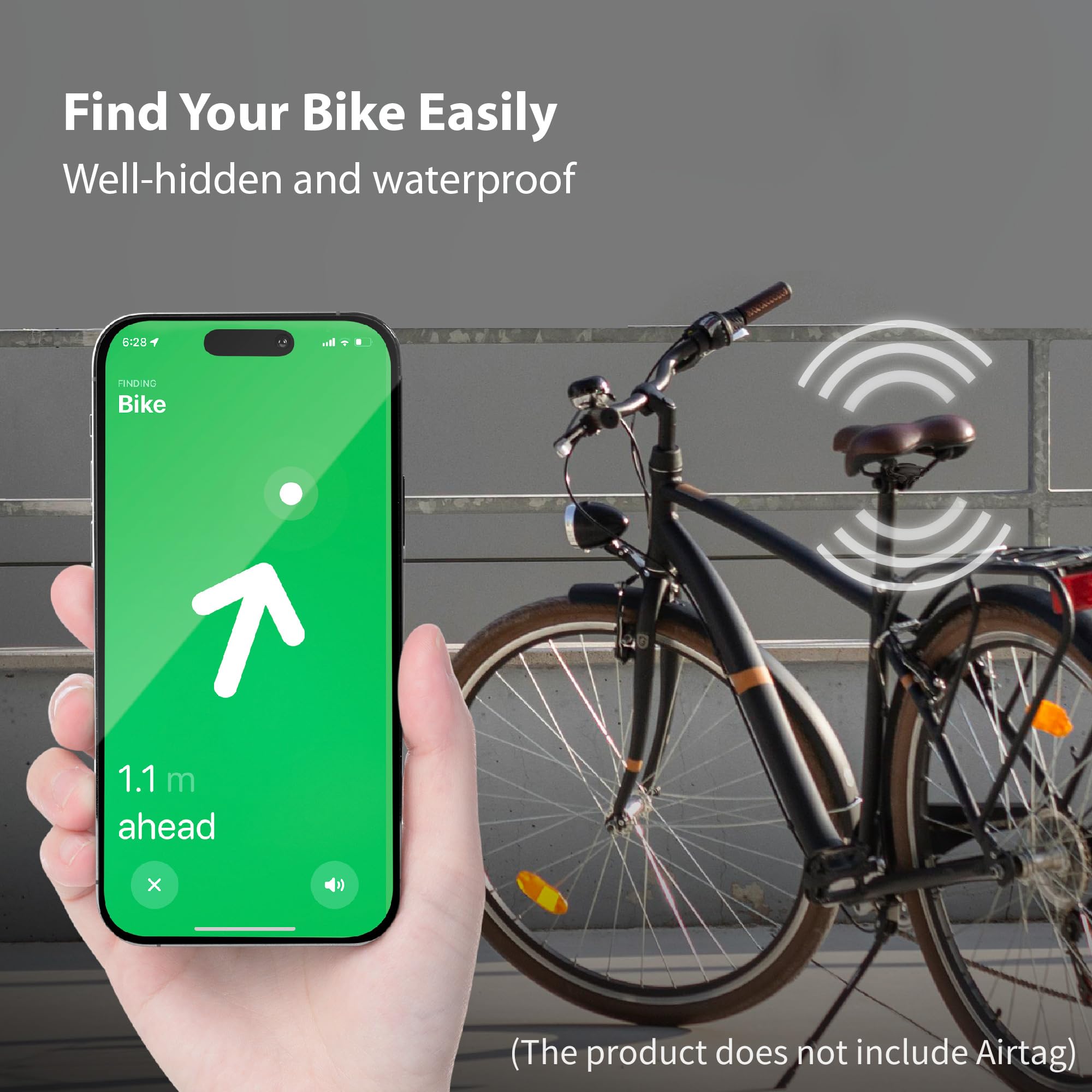 BONE Bike AirTag Strap, Hidden Bicycle GPS Tracker Case for Apple AirTag, Ultra-Lightweight Scratch-Free & Waterproof Silicone Holder, Anti-Theft Seatpost Mount for Mountain Bikes & Scooters