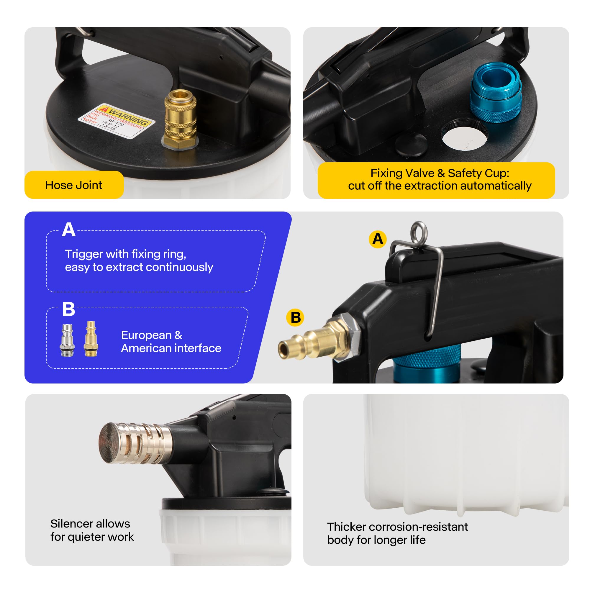 VIVOHOME 2L Vacuum Brake Bleeder Kit with 1L Refilling Bottle, 2PCS 60 Inch Hoses, Adapters