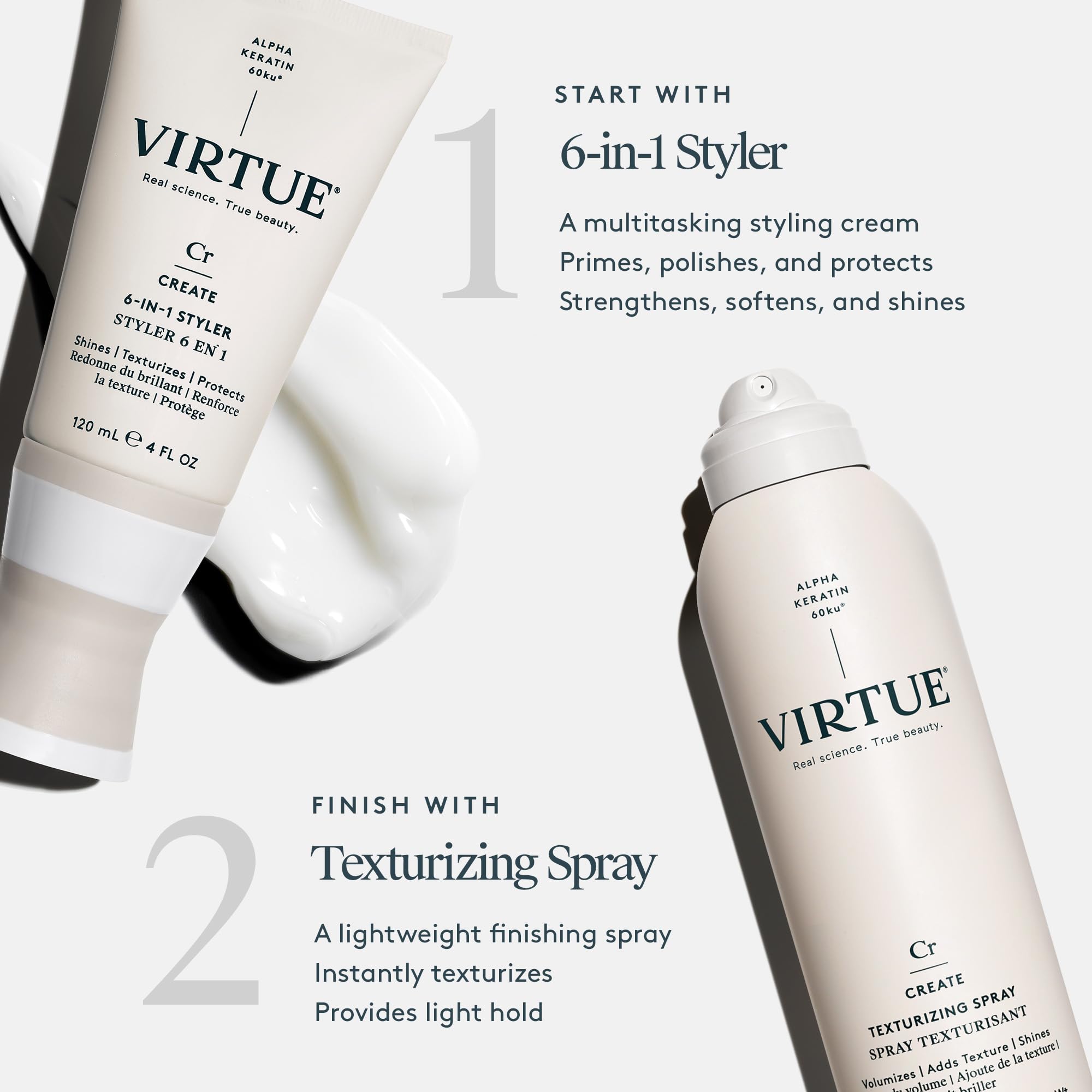 VIRTUE Texturizing Spray, Sulfate Free, Volumizes, Shines, Adds Texture, Color Safe, 5 Oz