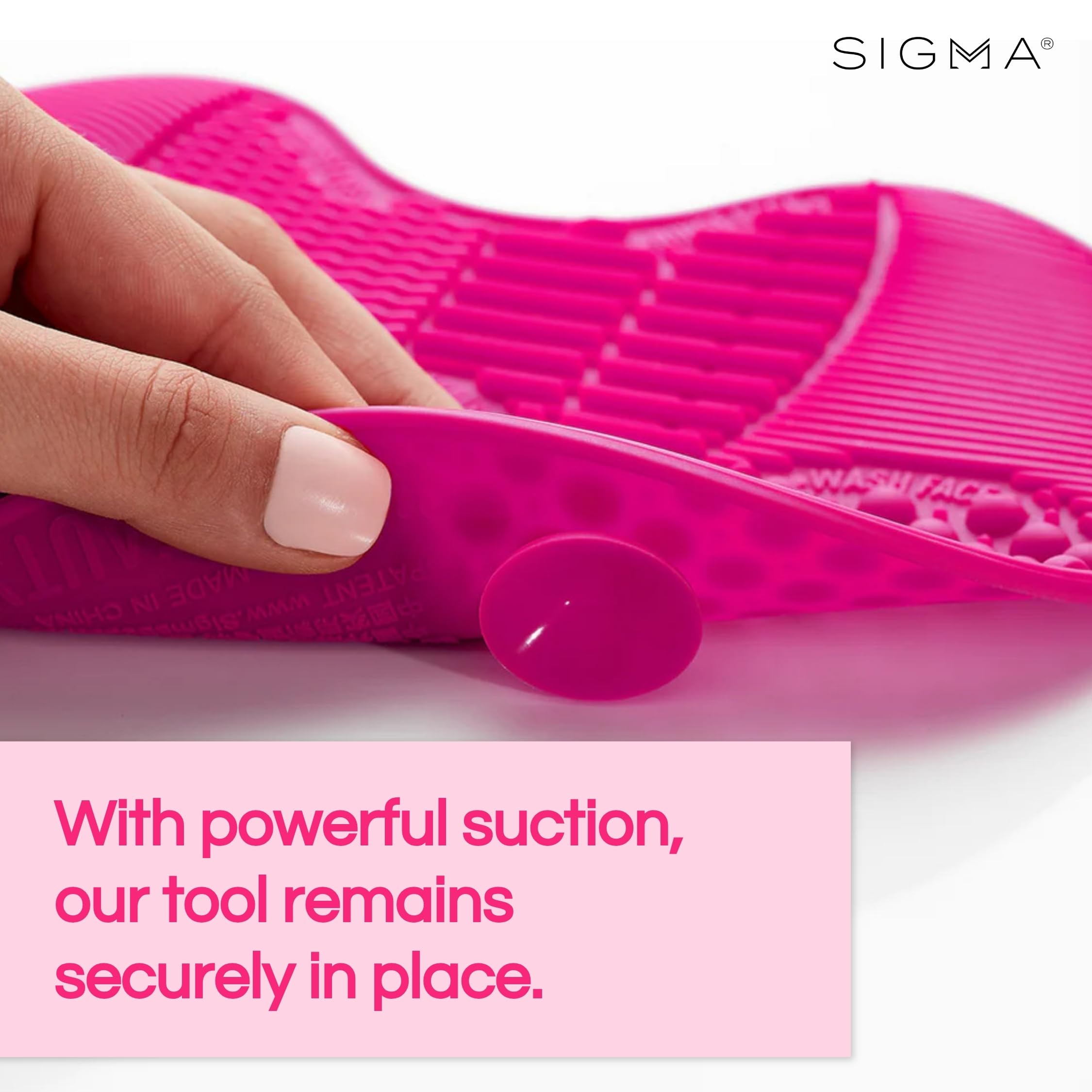 Sigma Beauty Makeup Brush Cleaner Mat – Sigma Spa Express Silicone Makeup Brush Cleaning Mat with Suction Cups for Cleaning Makeup Brushes, Compact Design Fit for Any Travel Makeup Kit (Pink)