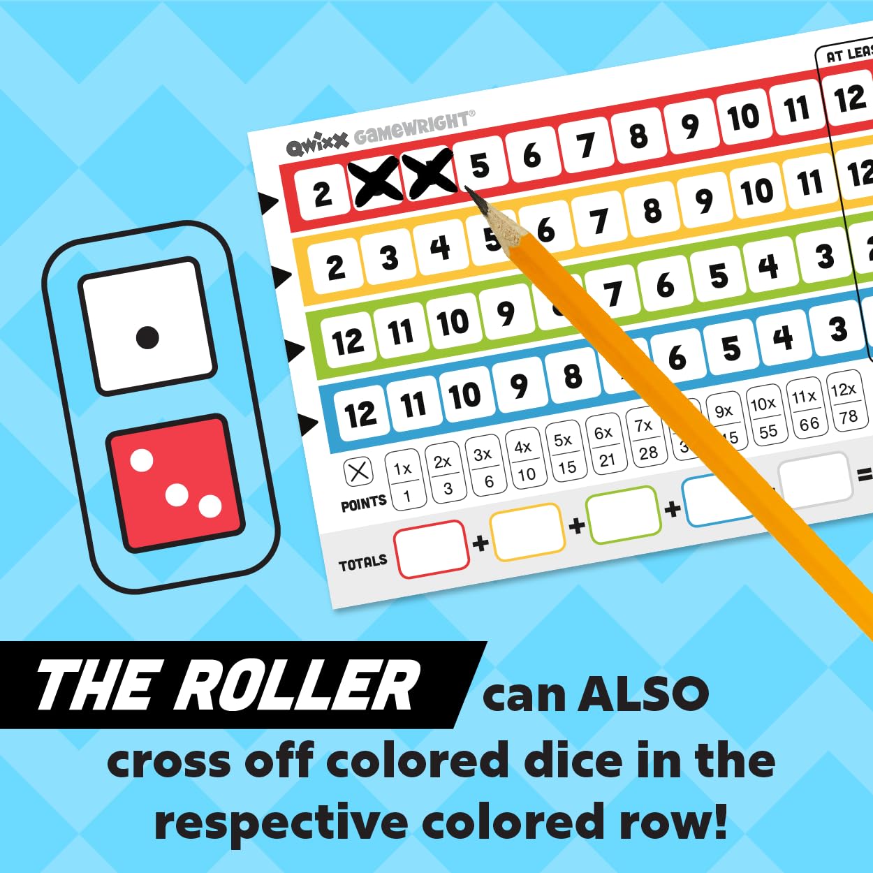 Qwixx: The frantic dice rolling game that everyone plays at once! For ages 8+, 2-5 players, from Gamewright