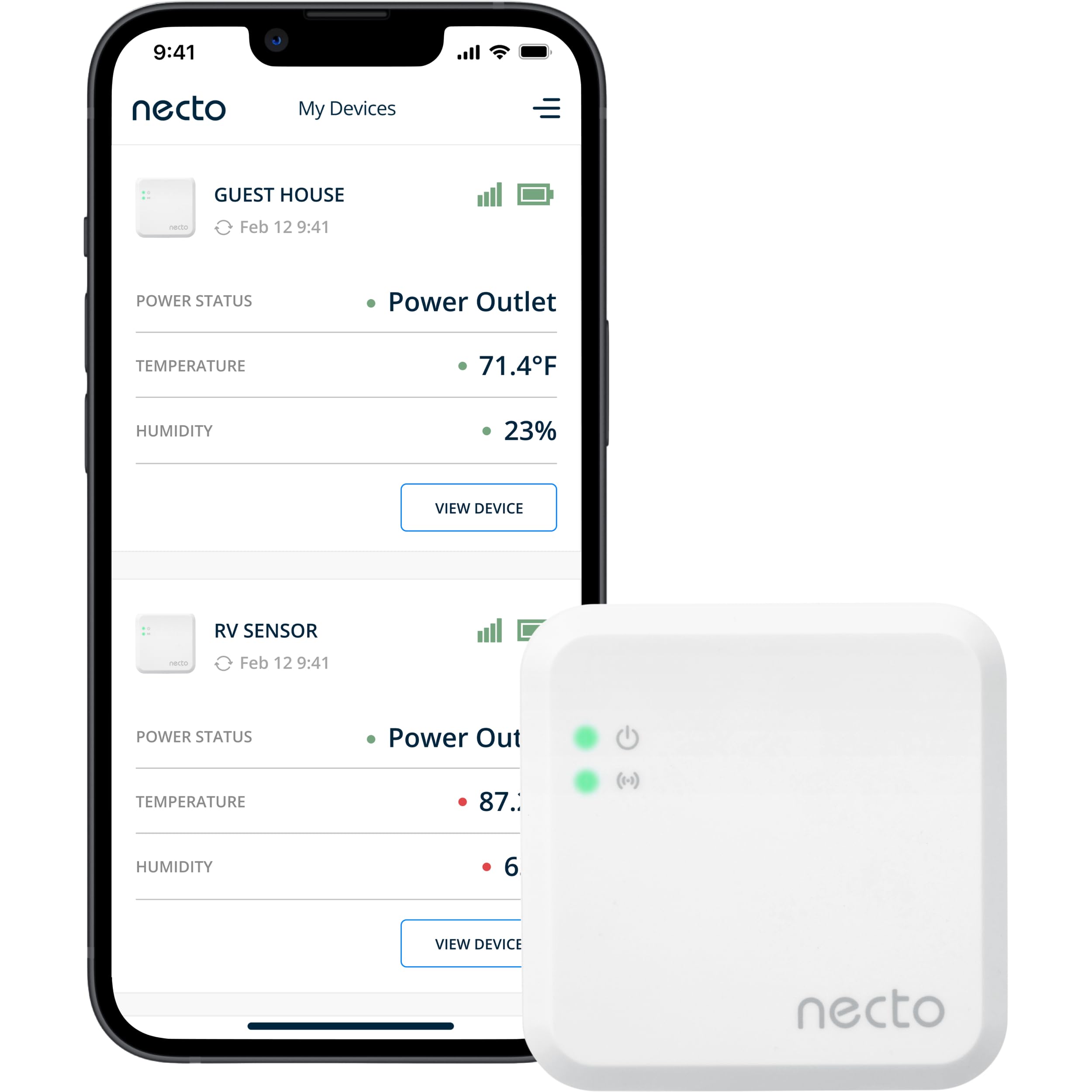 Necto RV Temperature & Humidity Monitor - [4G LTE] No Monthly Fees and No WiFi Required - Power Outage Sensor, Instant Alerts, for Pet Safety & Home