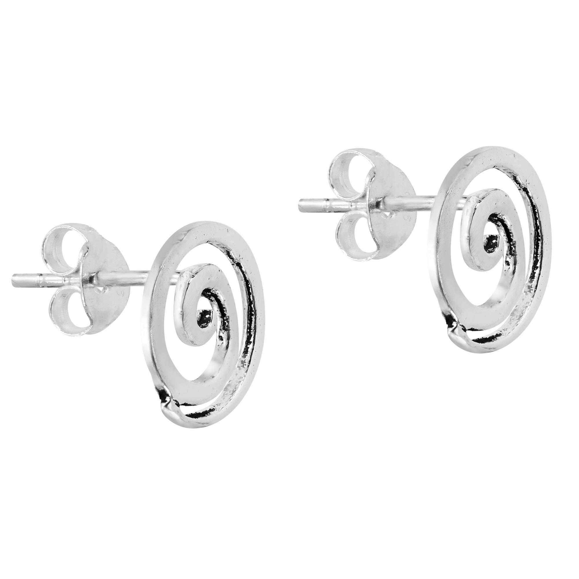 AeraVida Celestial Galaxy Spiraling .925 Sterling Silver Post Stud Earrings for Milky Way Universe Inspired Fashion Accessories with a Trendy Everyday Wear Kind of Vibe