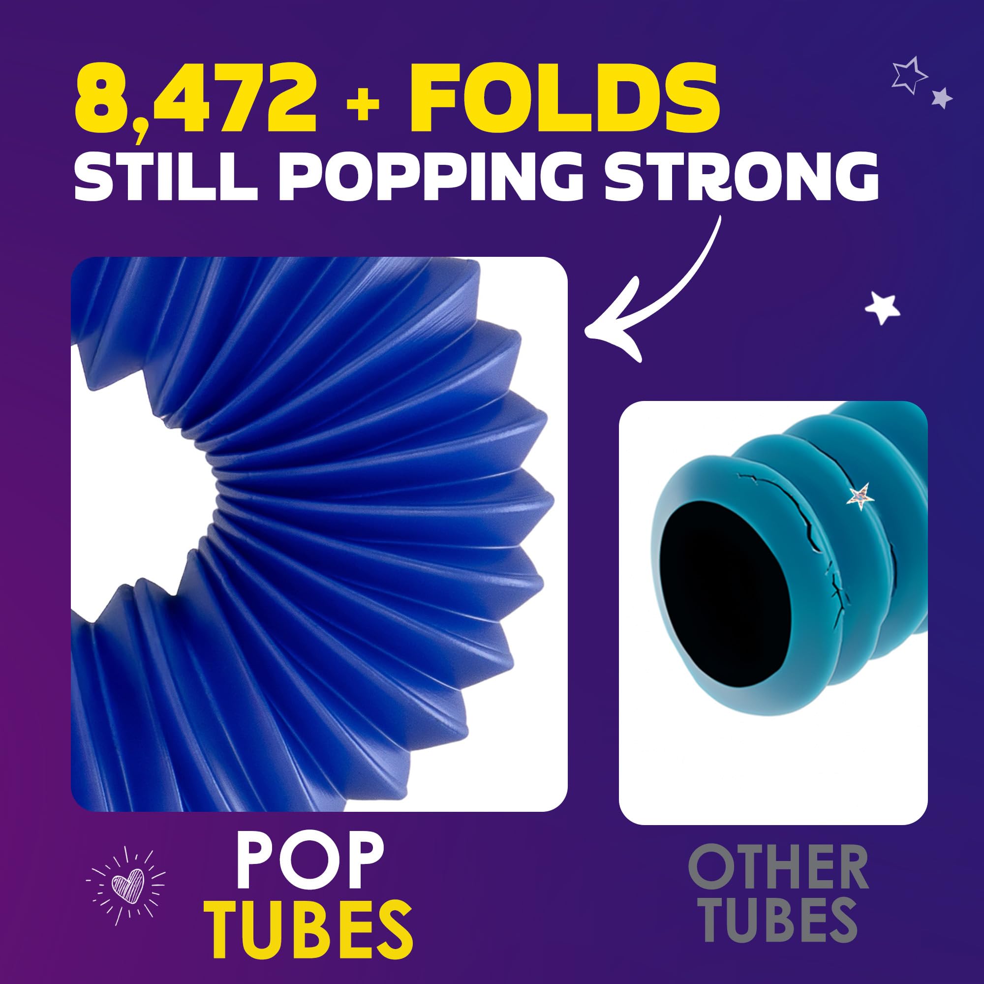 Nutty Toys Pop Tubes - Large 8-Pack Sensory Toys - Creative STEM Learning for Kids and Toddlers - Connect & Pop! Top ADHD Autism Fidget 2025, Best Boy & Girl Christmas Stocking Stuffers Gifts Idea
