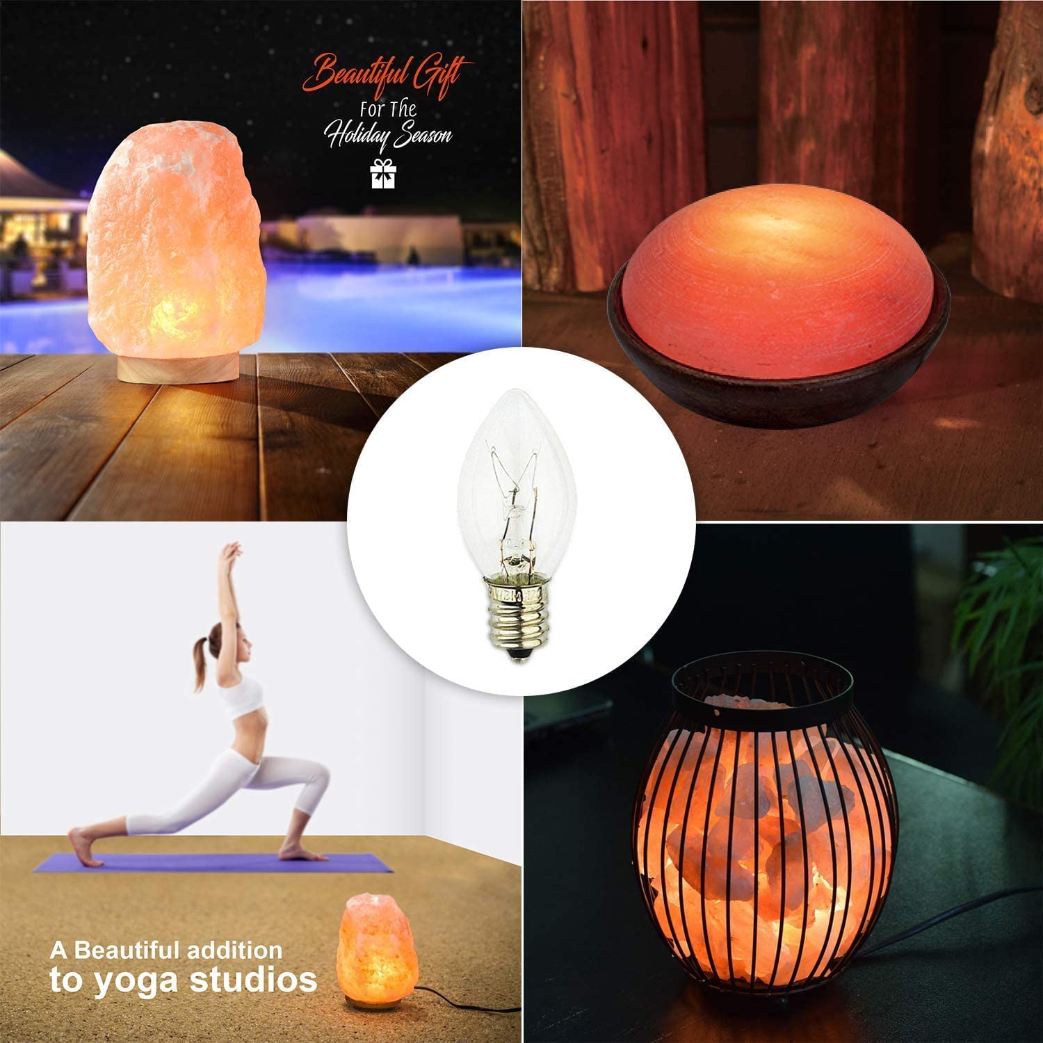Himalayan Glow Salt Lamp Light Bulbs - Night Light Bulbs - 15 Watt Light Bulbs for Lamp - E12 Incandescent Bulbs - High Temp Resistance