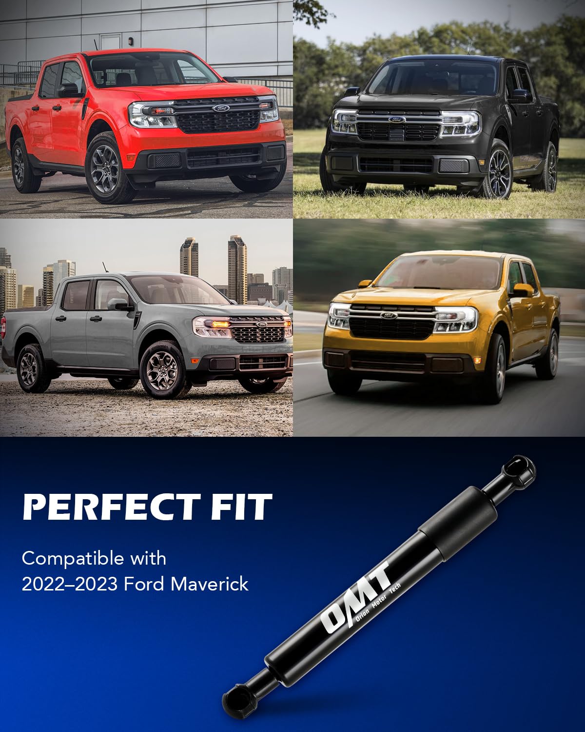 Orion Motor Tech Truck Tailgate Assist, Pickup Tailgate Lift Assist Kit Compatible with 2022 to 2023 Ford Maverick, Heavy Duty Steel Tailgate Shock Absorber Tailgate Damper with Mount