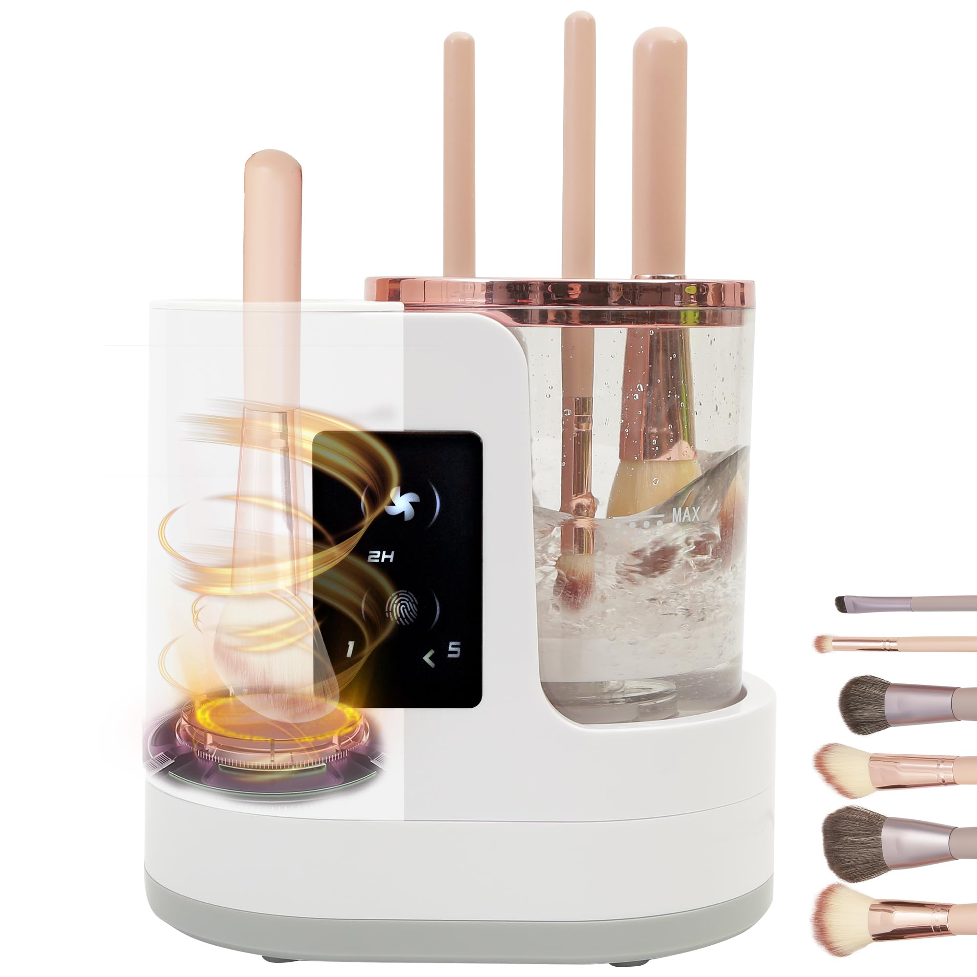 Electric Makeup Brush Cleaner-Multi-Functional Makeup Brush Cleaner Machine with Timer, Automatic Cosmetic Brush Cleaner with Makeup Brush Dryer for Makeup Brush and Sponges